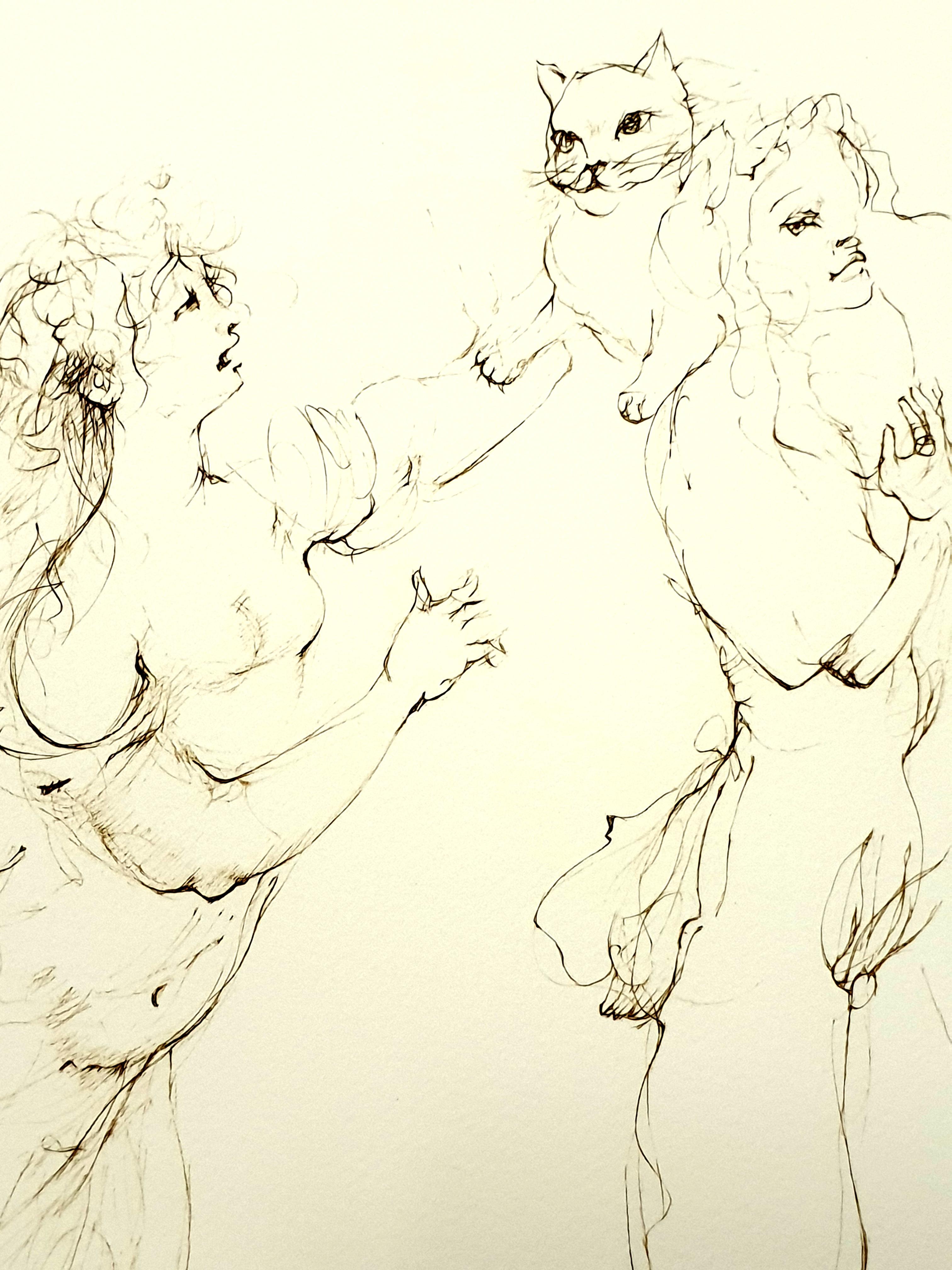 Leonor Fini - Playful Cat - Original Handsigned Lithograph For Sale 6