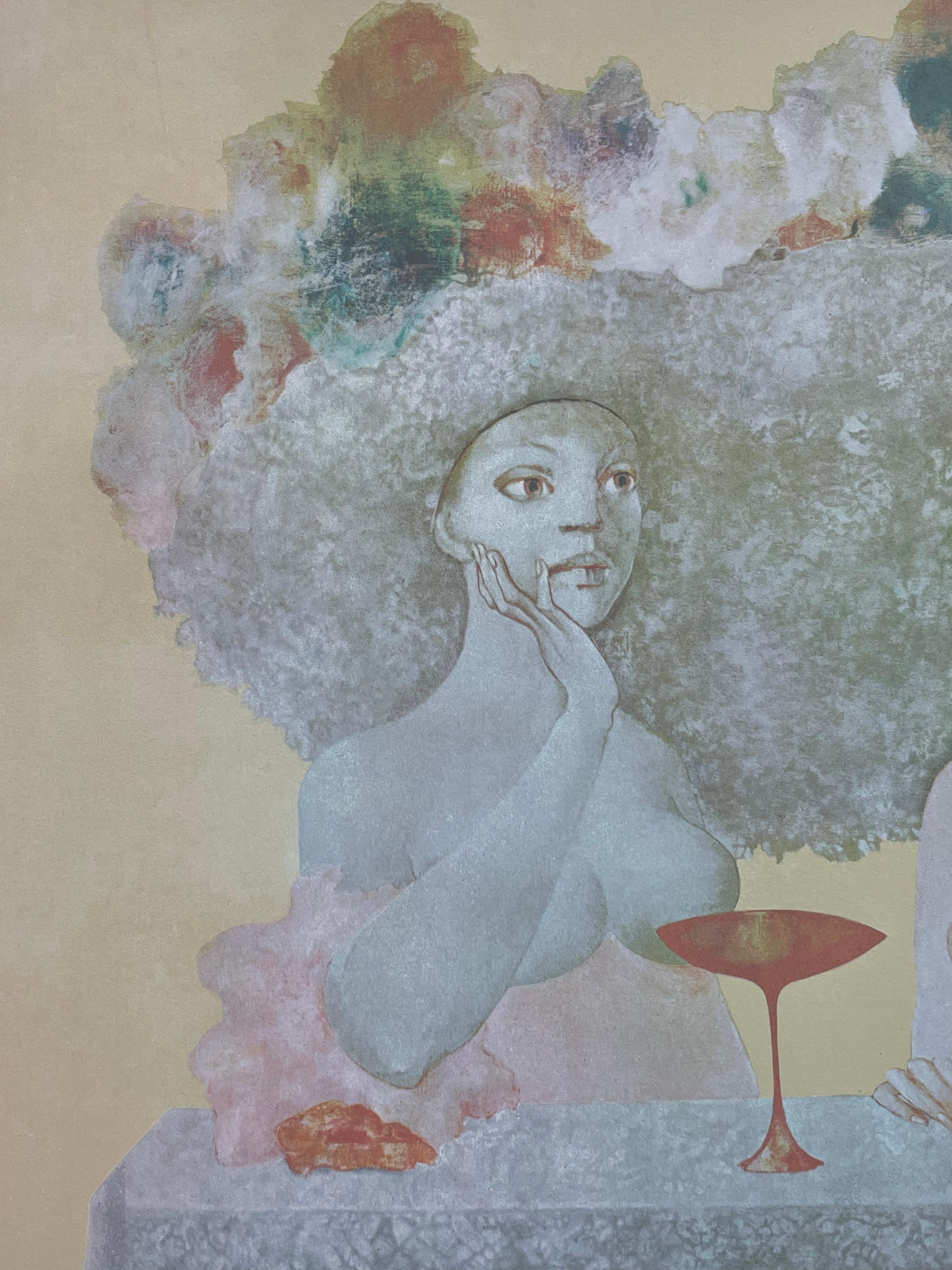 Leonor Fini, rara serigrafía original sobre papel Rives, hacia 1970 en venta 2