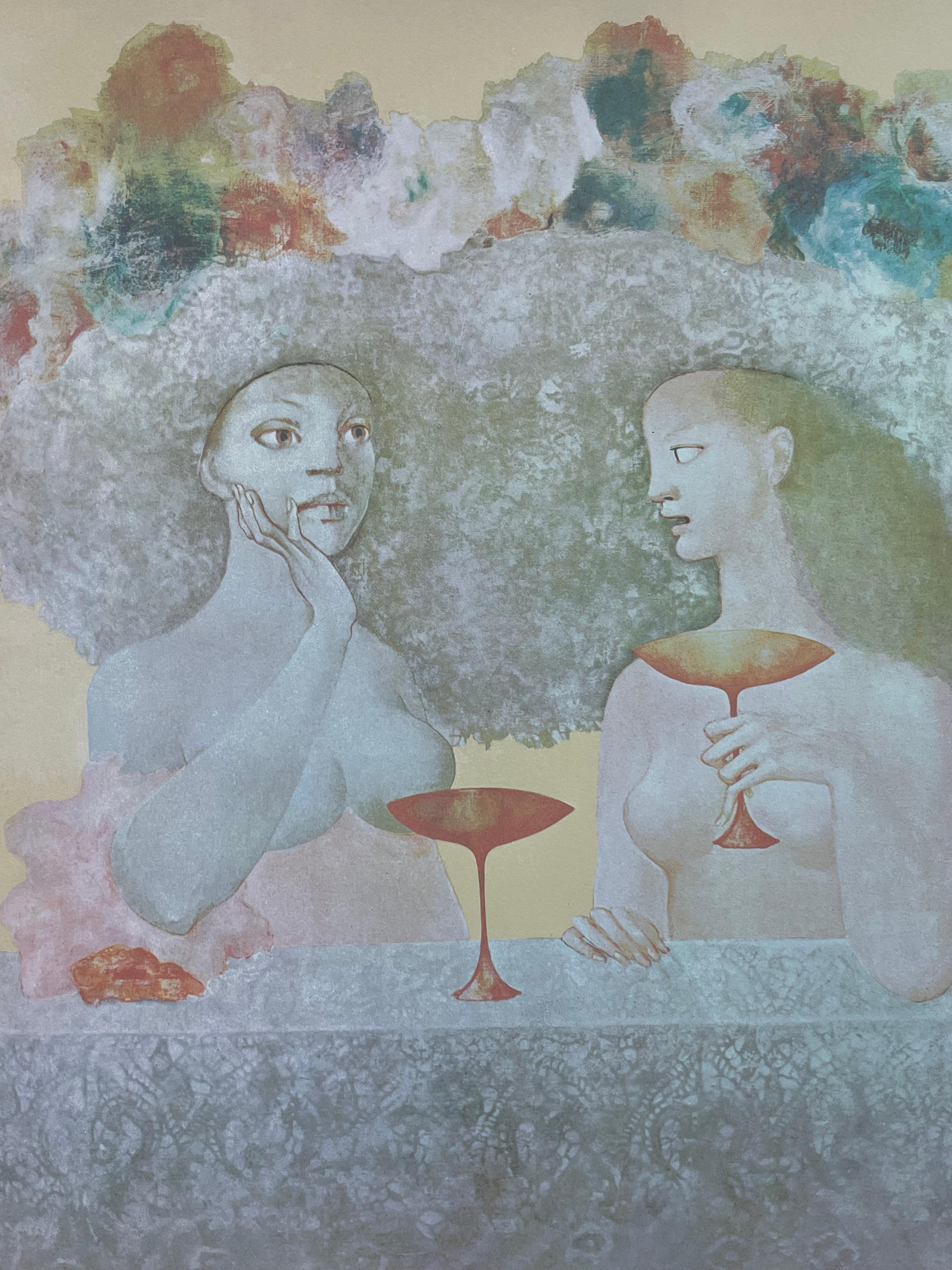 Leonor Fini, rara serigrafía original sobre papel Rives, hacia 1970 en venta 3