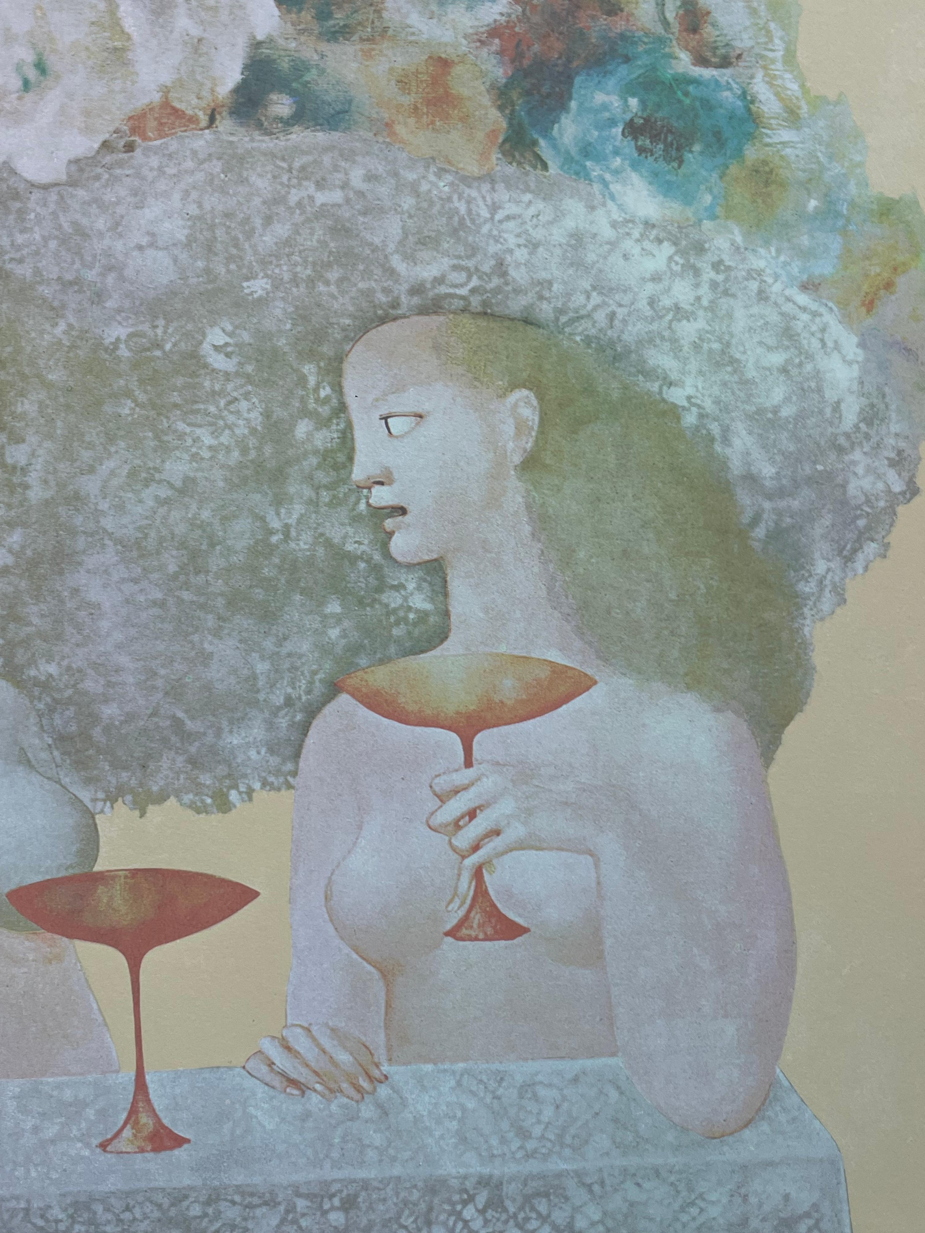 Leonor Fini, rara serigrafía original sobre papel Rives, hacia 1970 en venta 4