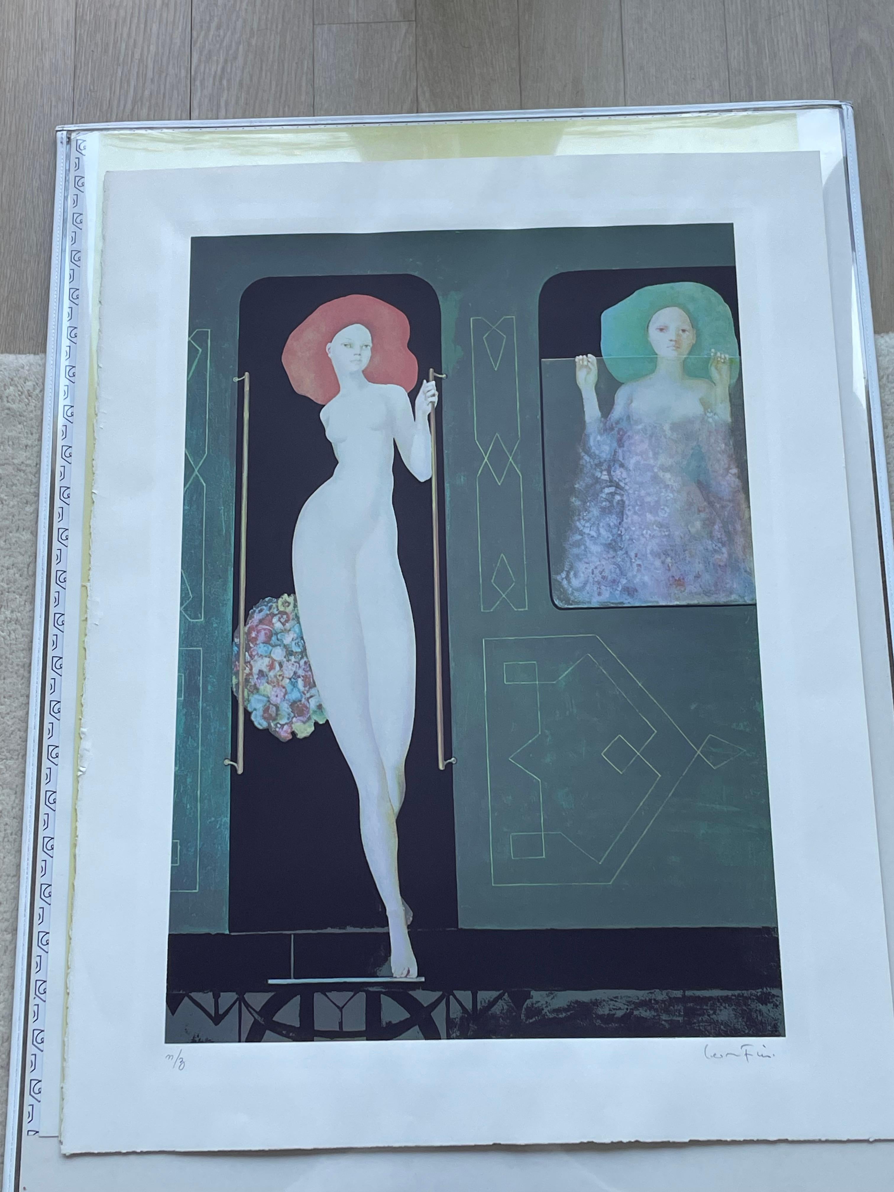Leonor Fini, rara serigrafía original sobre papel Rives, hacia 1970 en venta 5