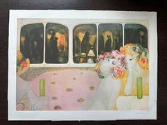 Leonor Fini, rare print, woman in a parisian café