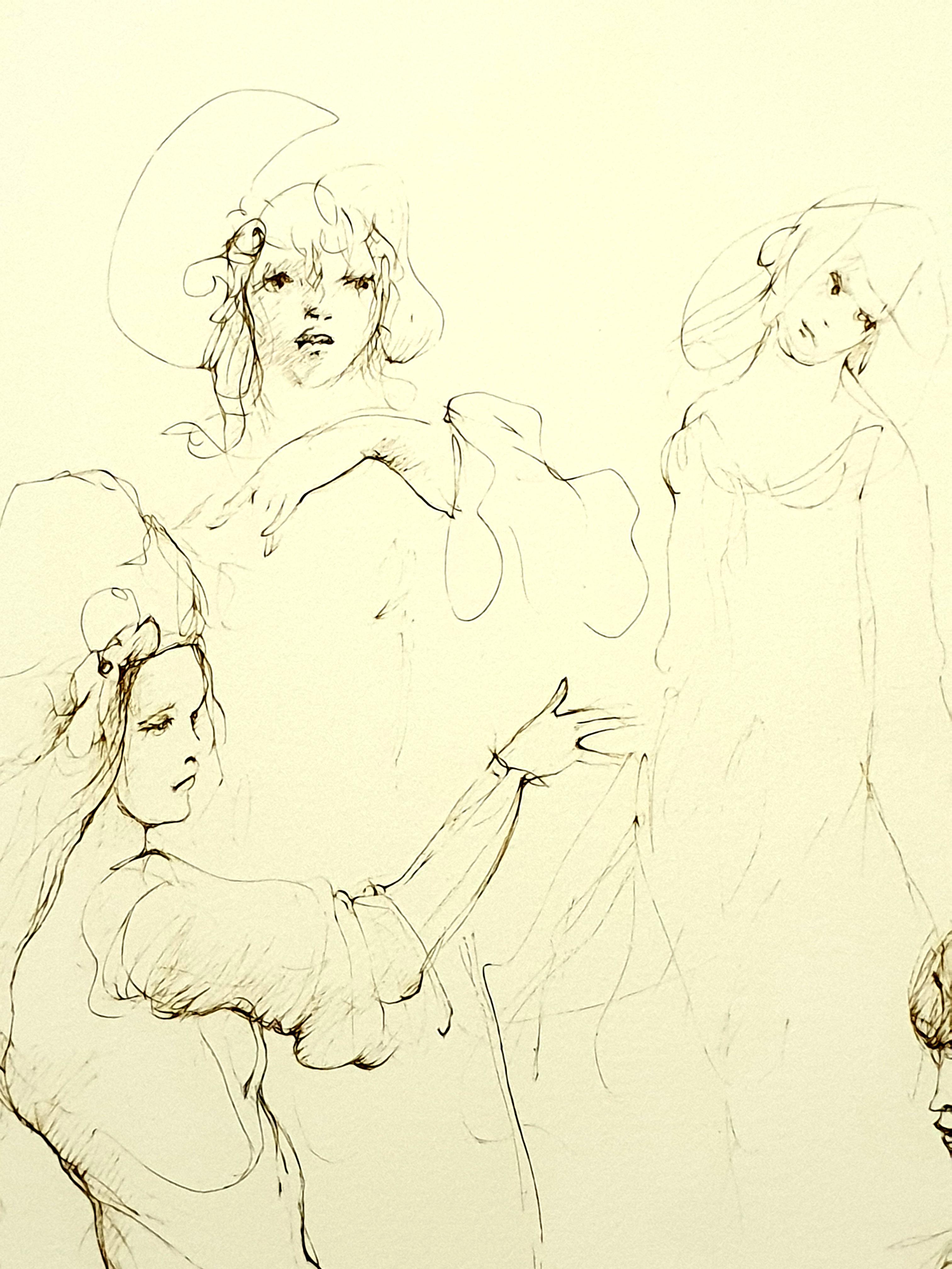 Leonor Fini - Servants - Original Handsigned Lithograph For Sale 3