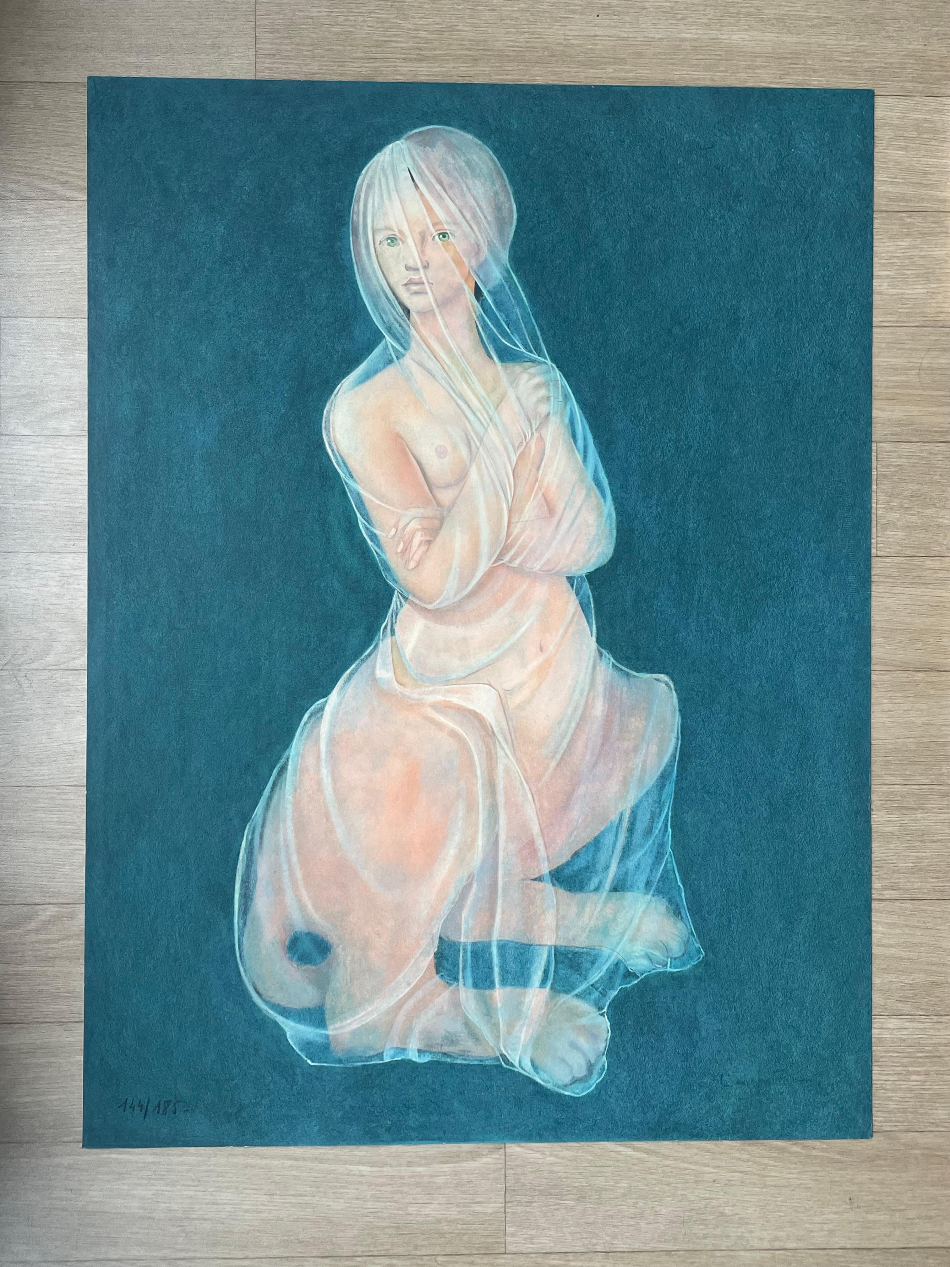 Leonor Fini, Sfinge con velo (rara litografia su carta Japon) in vendita 1