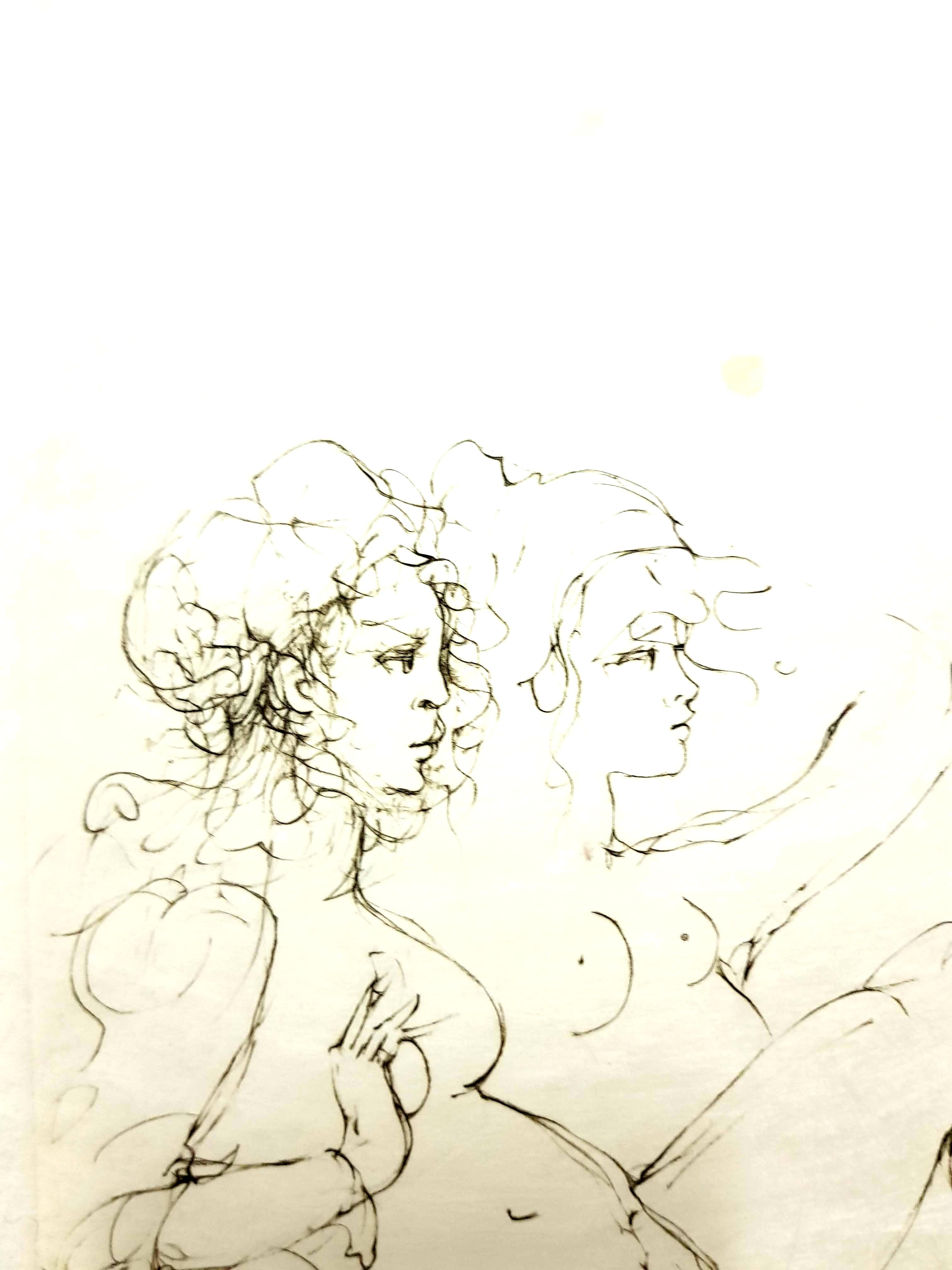 Leonor Fini - Ritratti surrealisti - Litografia originale firmata con la mano in vendita 3