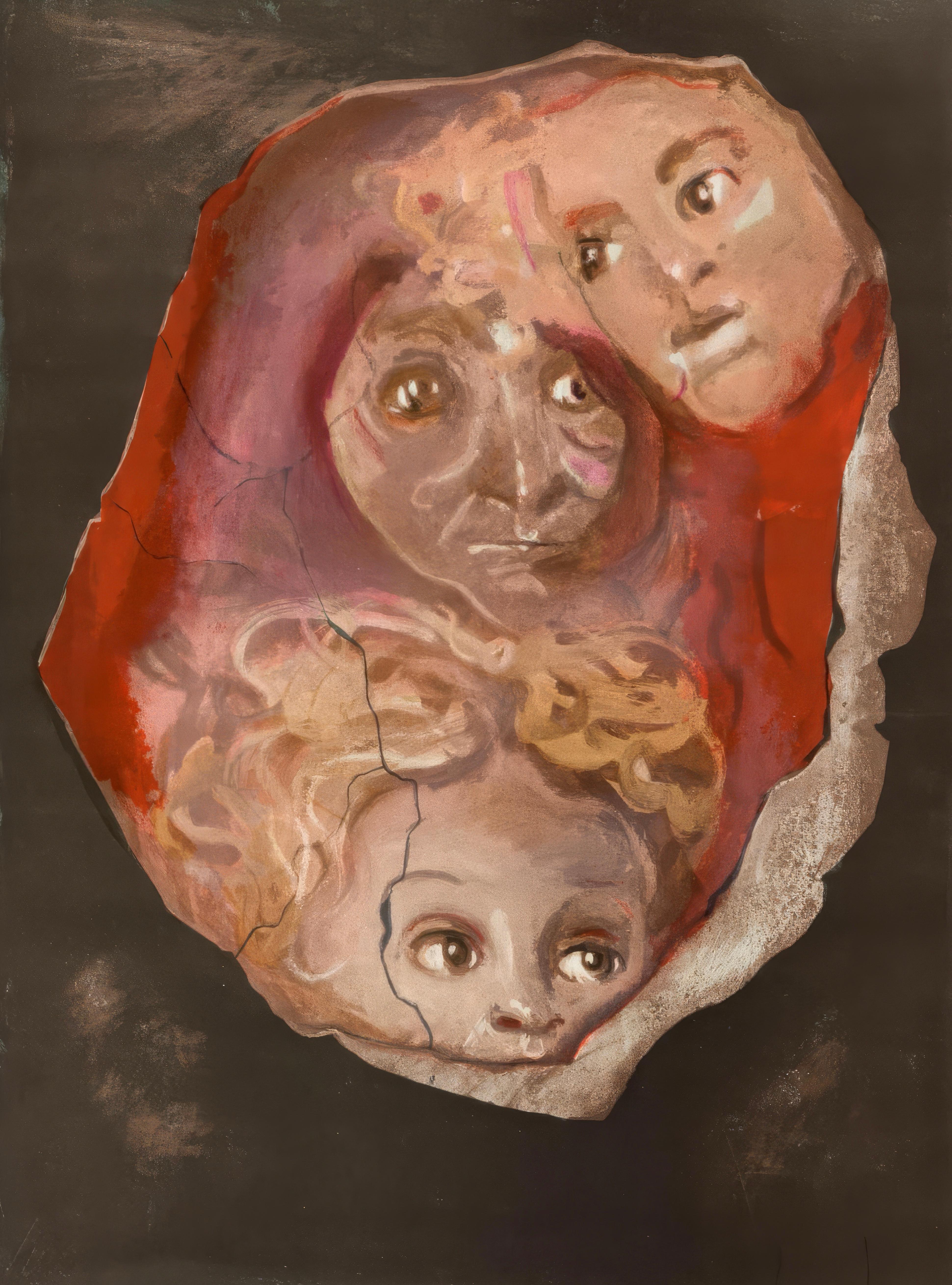 This exquisite lithograph by Leonor Fini (1907–1996), titled Sans titre (Untitled), from the album Satiricon, originates from the 1970 edition published by Ariane Lancell, Editeur, Paris; printed by Guillard, Gourdon et Cie, Paris, September 19,