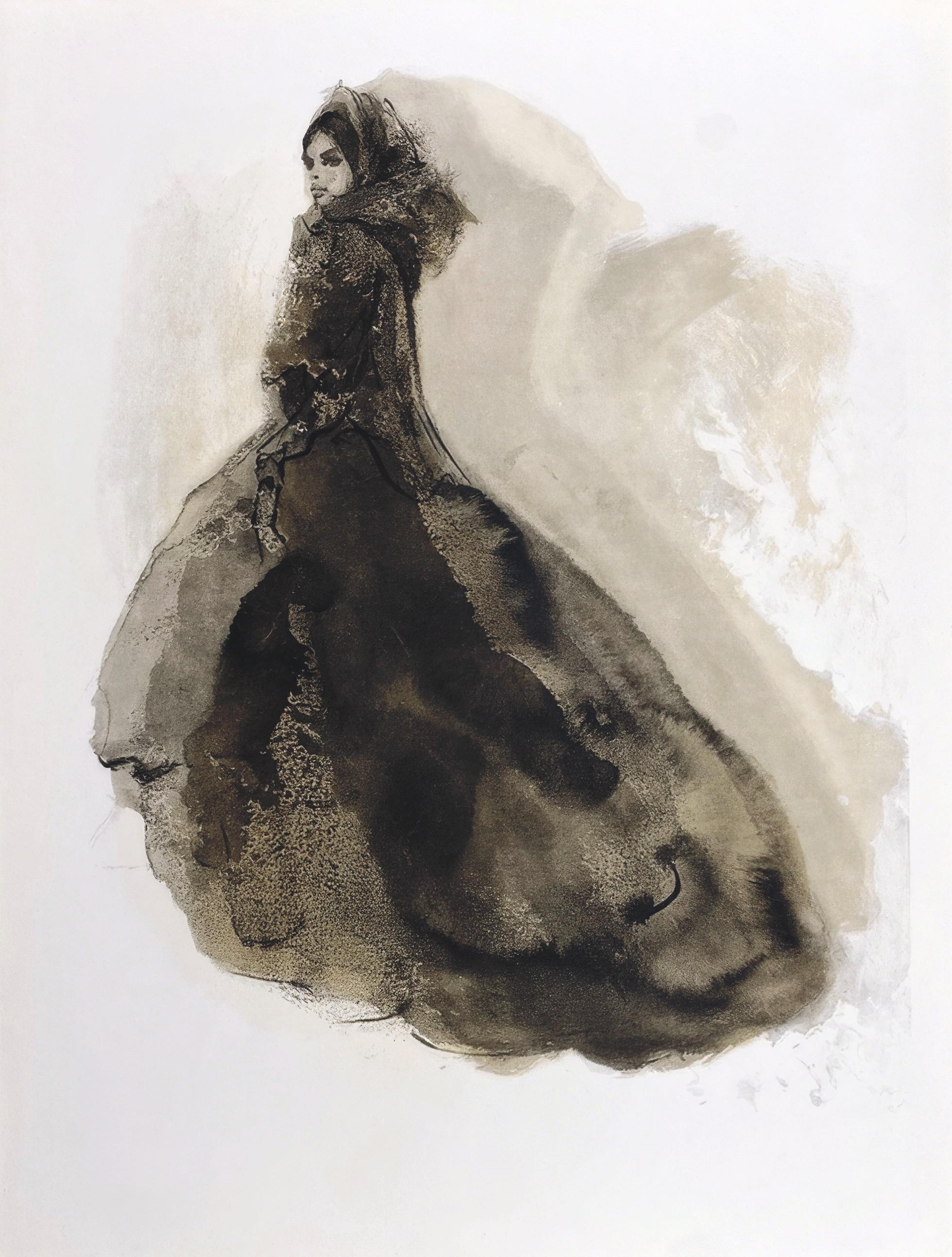 This exquisite lithograph by Leonor Fini (1907–1996), titled Sans titre (Untitled), from Les Fleurs du Mal (The Flowers of Evil), originates from the 1964 issue published by Le Cercle du Livre Precieux, Paris, and printed by Atelier Desjobert,
