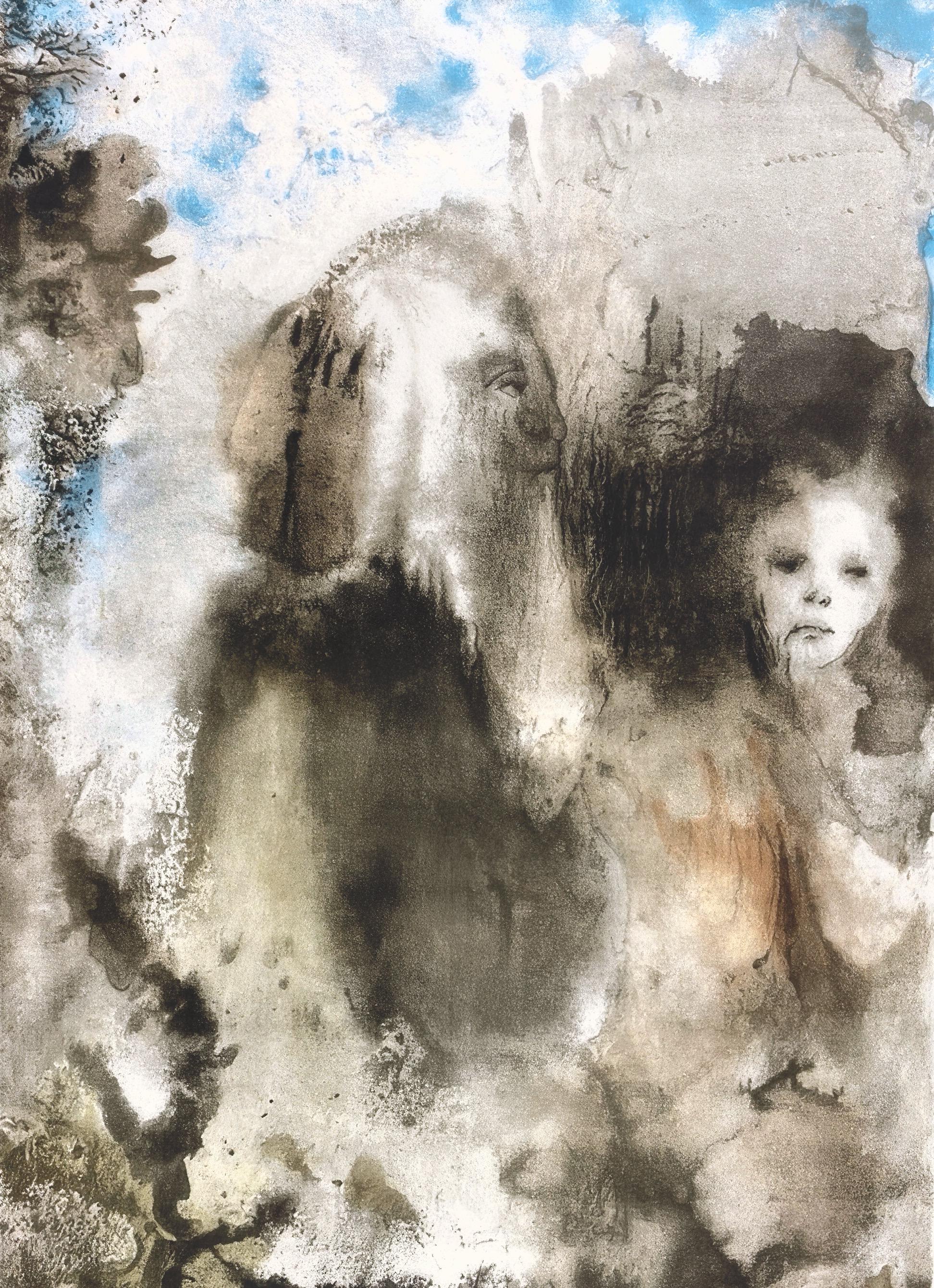 This exquisite lithograph by Leonor Fini (1907–1996), titled Sans titre (Untitled), from Shakespeare, La Tempete (Shakespeare, The Tempest), originates from the 1965 issue published by Aux depens d'un amateur, Paris, and printed by Rene Guillard,