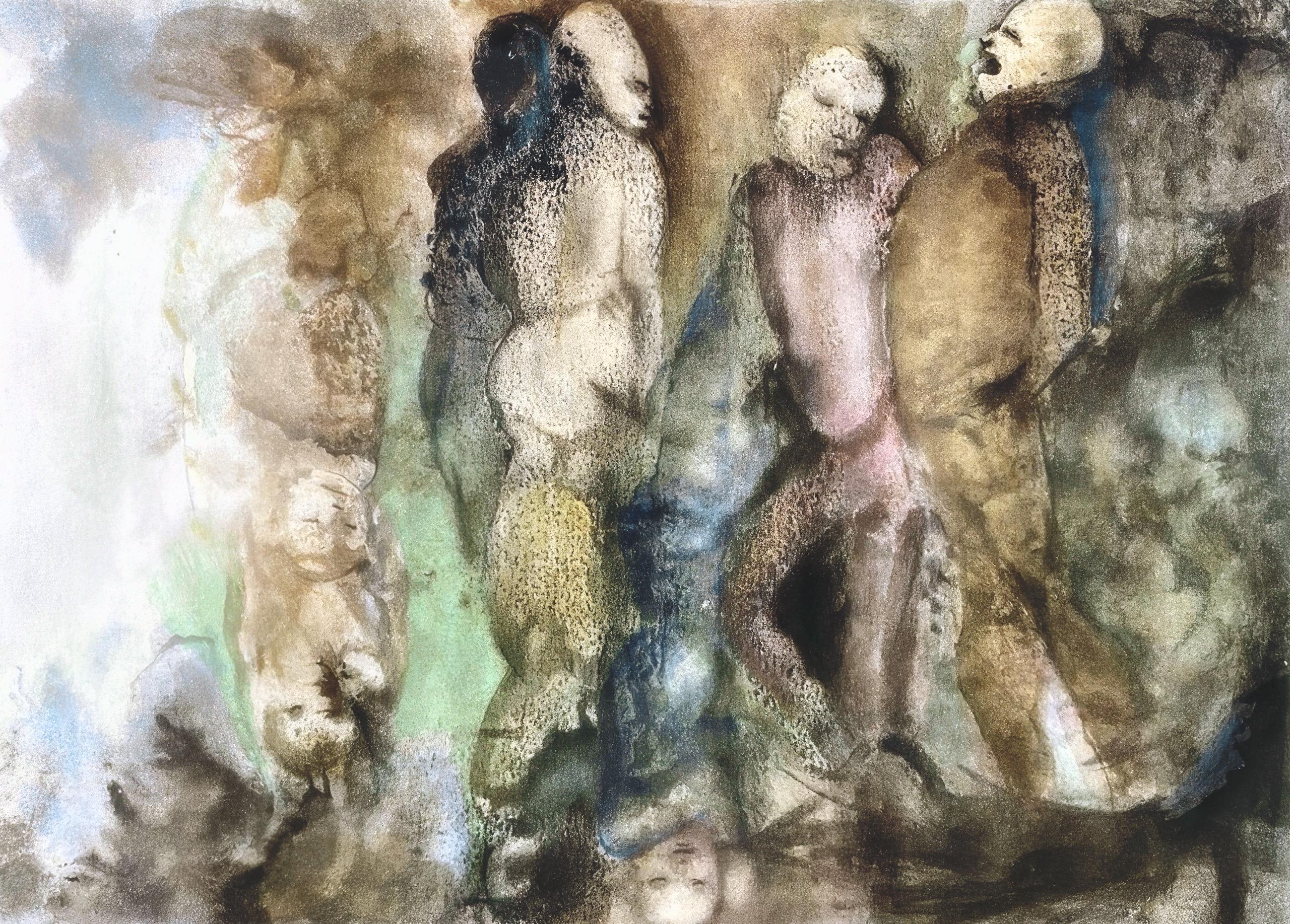 Cette exquise lithographie de Leonor Fini (1907-1996), intitulée Sans titre, tirée de Shakespeare, La Tempête, provient de l'édition de 1965 publiée par Aux depens d'un amateur, Paris, et imprimée par René Guillard, Paris, 1965. Cette composition