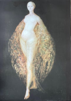 Leonor Fini, Femme habillée de plumes de paon, vers 1970