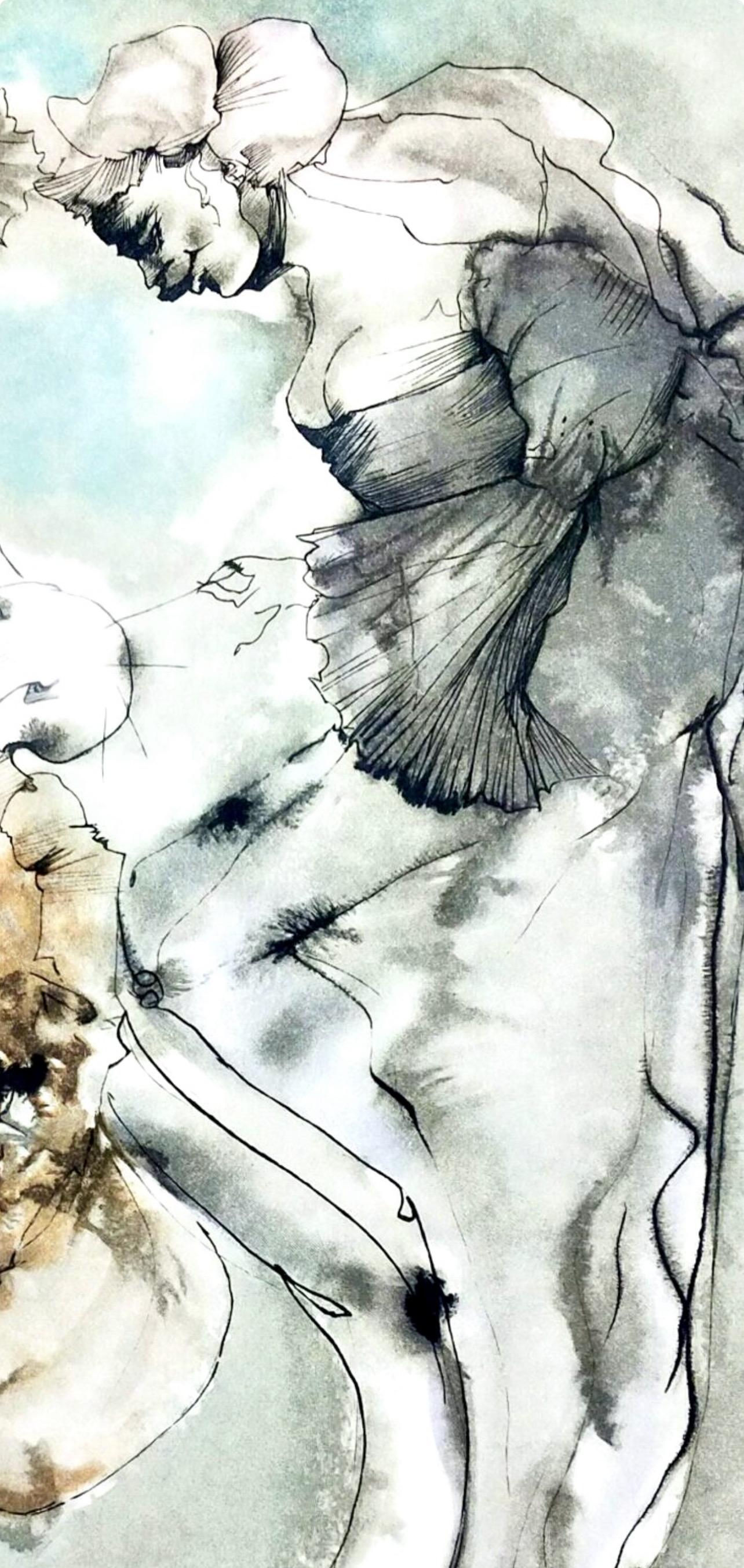 Les deux maitresses, Vingt fables de La fontaine, Léonor Fini (Grau), Landscape Print, von Leonor Fini