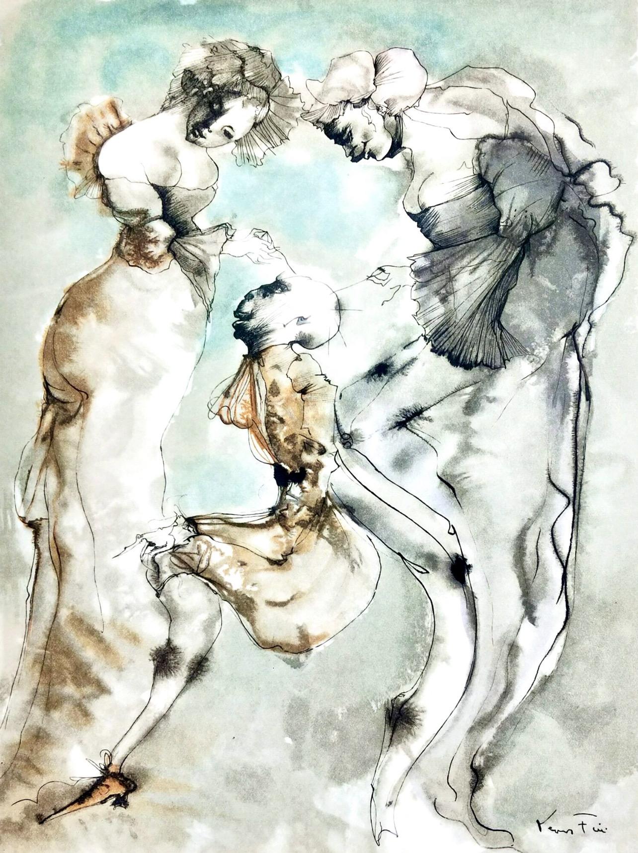 Leonor Fini Landscape Print – Les deux maitresses, Vingt fables de La fontaine, Léonor Fini