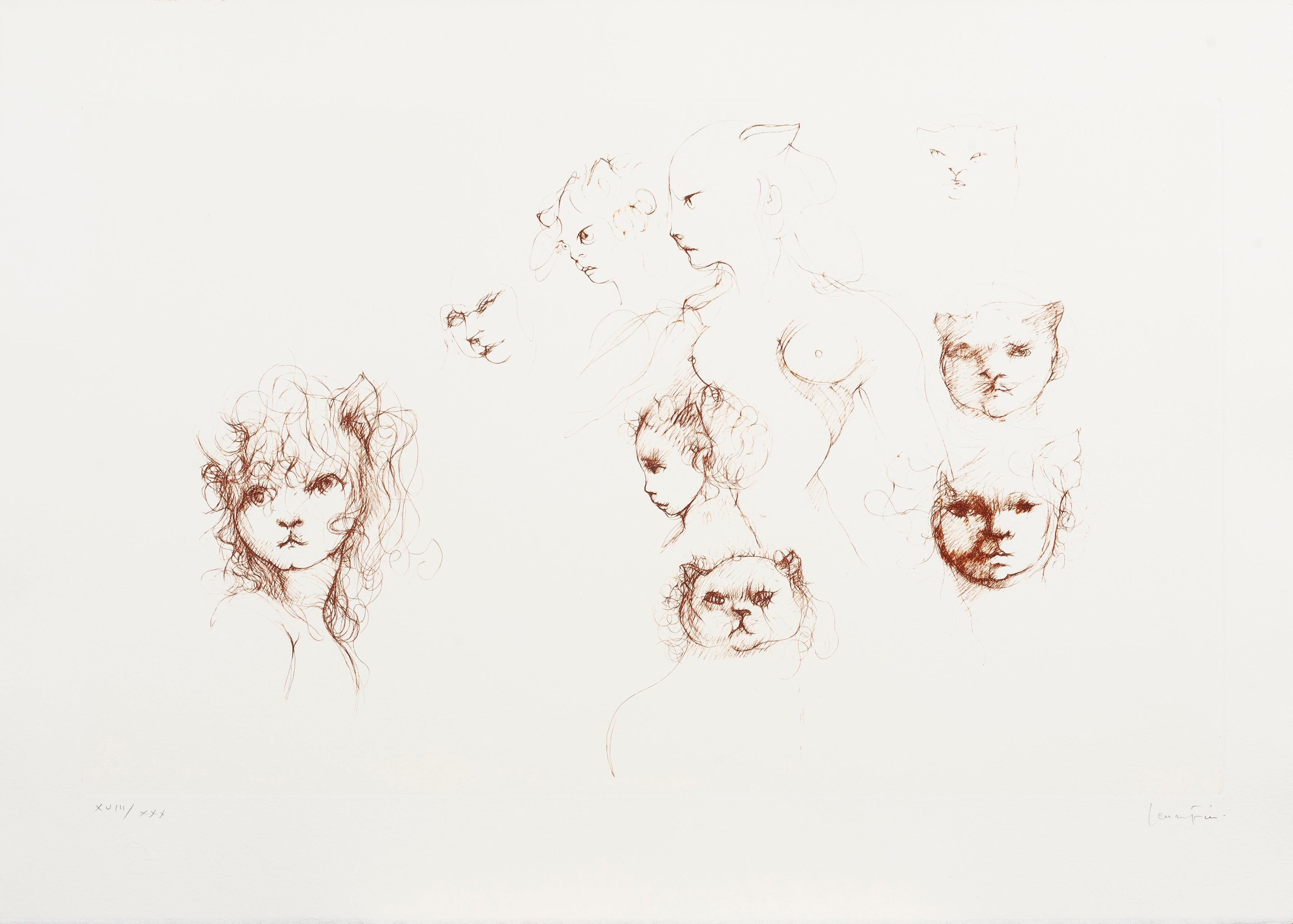 Leonor Fini Animal Print - Metamorphosis Cat (A)