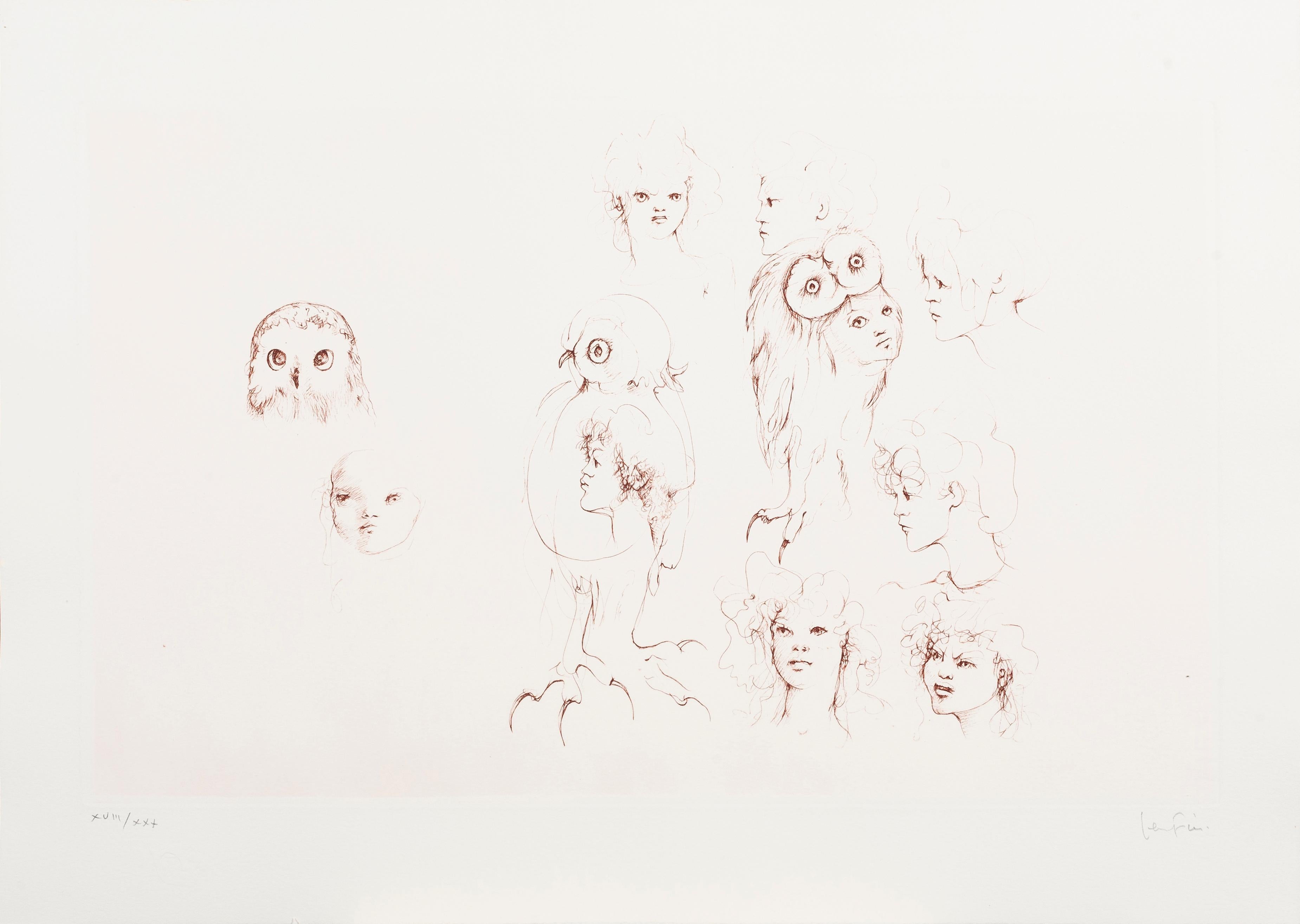 Leonor Fini Animal Print - Metamorphosis Owl (A)