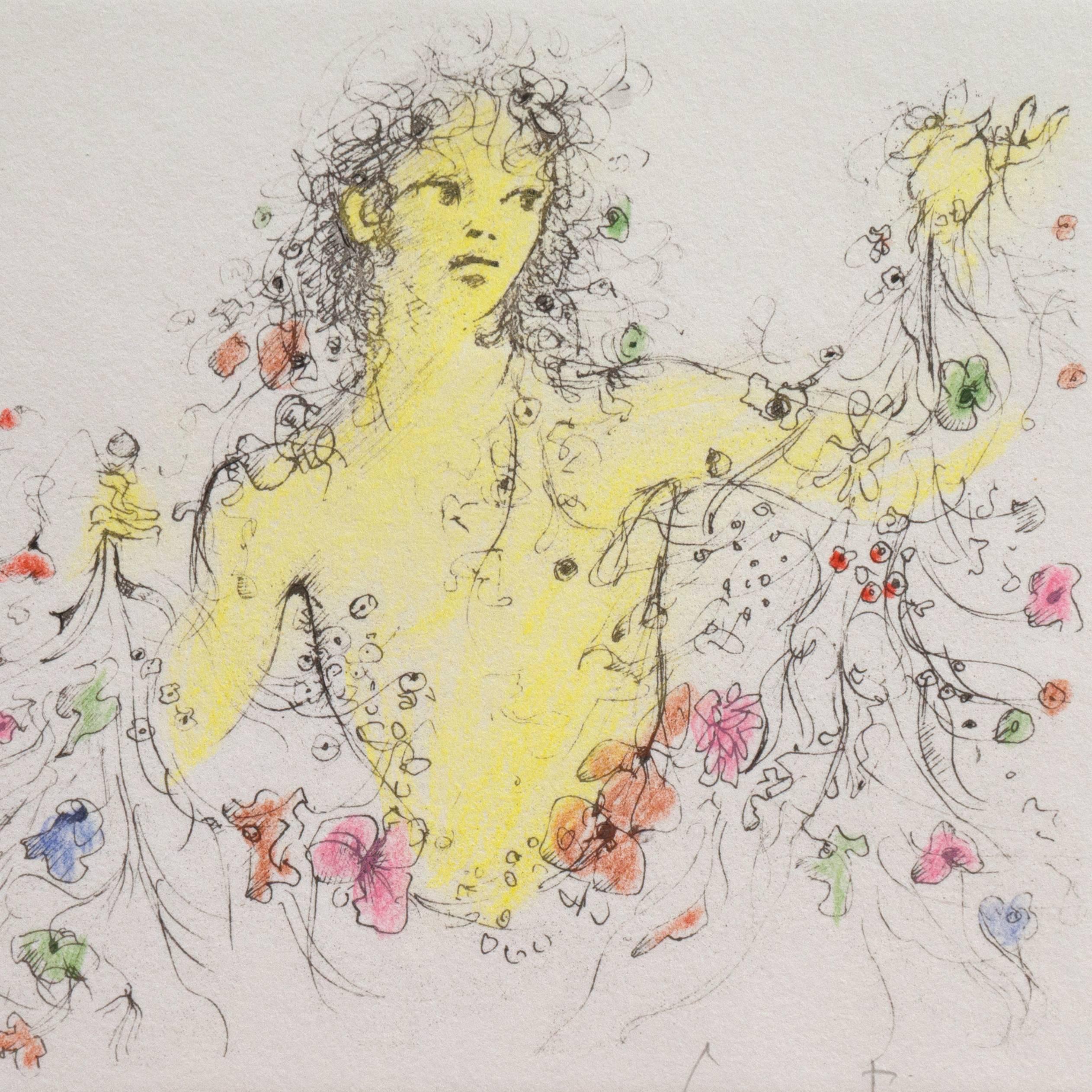 „Nymph of Flowers“:: surrealistische Künstlerin:: Tate Gallery:: Metropolitan Museum (Beige), Figurative Print, von Leonor Fini