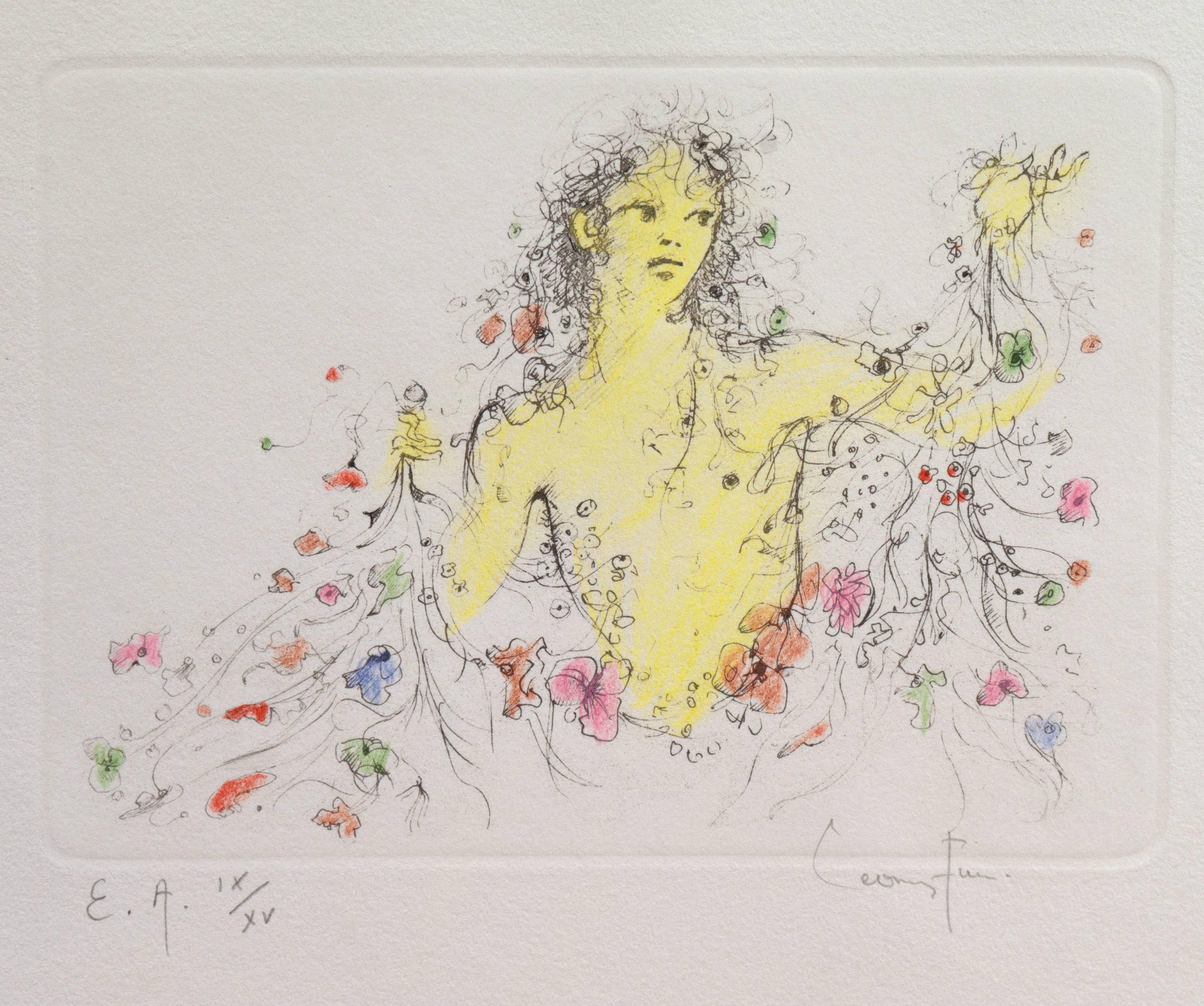 Leonor Fini Figurative Print - 'Nymph of Flowers', Surrealist Woman Artist, Tate Gallery, Metropolitan Museum