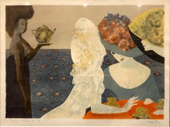 Parques Hôtel, Leonor Fini Lithograph with Watercolor 