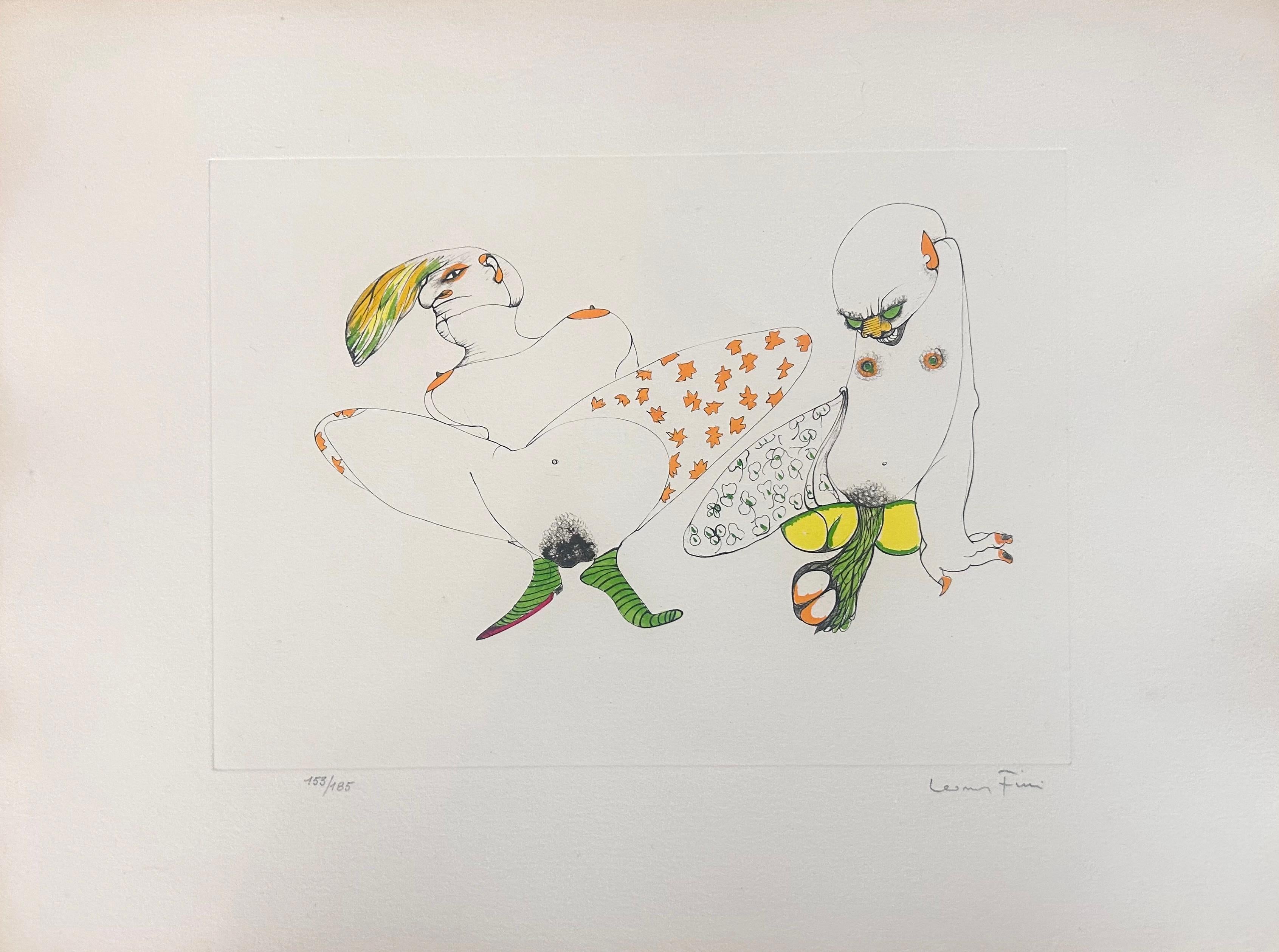 Pendant l'été - Litografía numerada firmada a mano Leonor Fini Surrealista, 1975