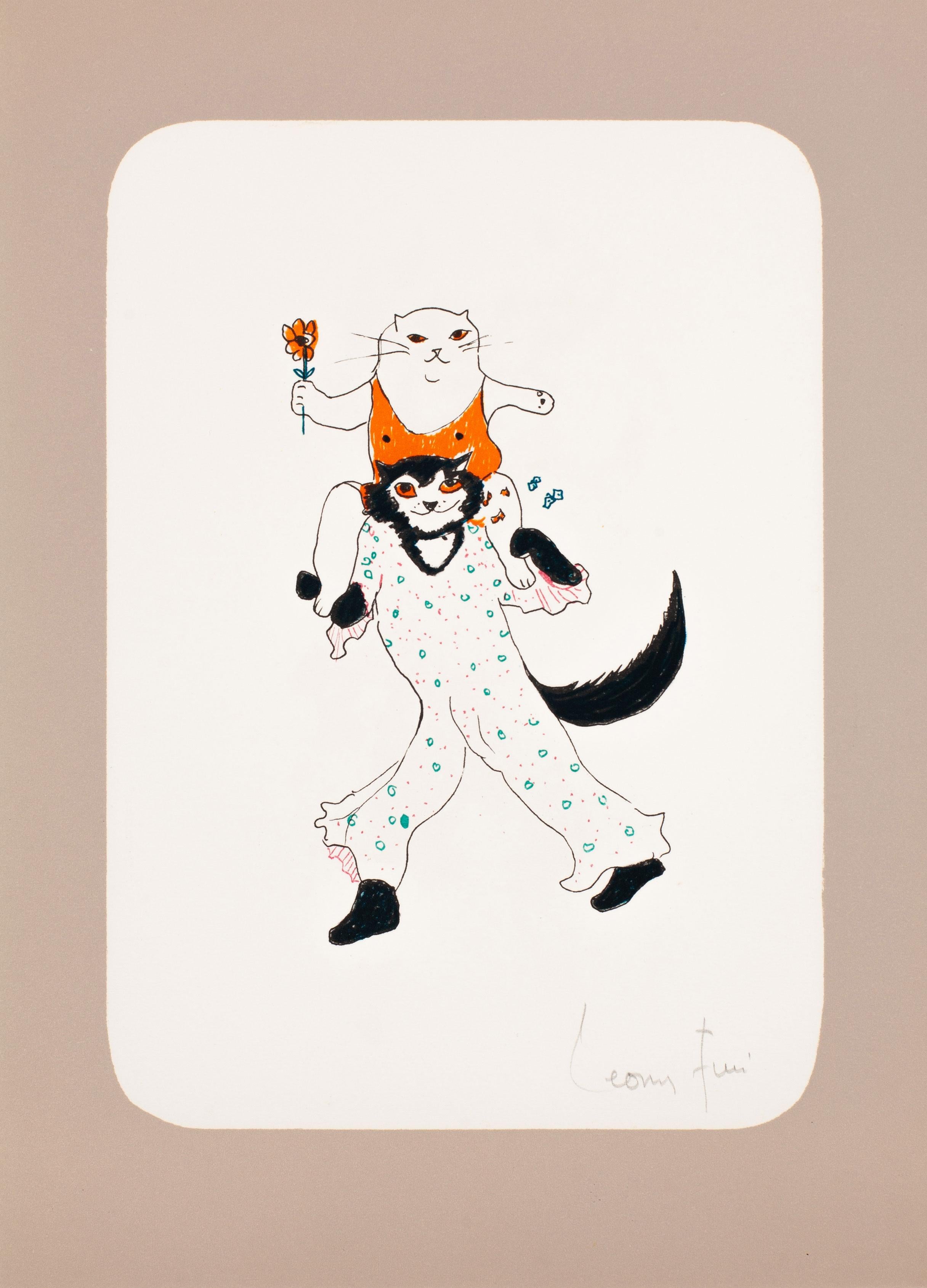 Leonor Fini Animal Print – Auftretende Katzen