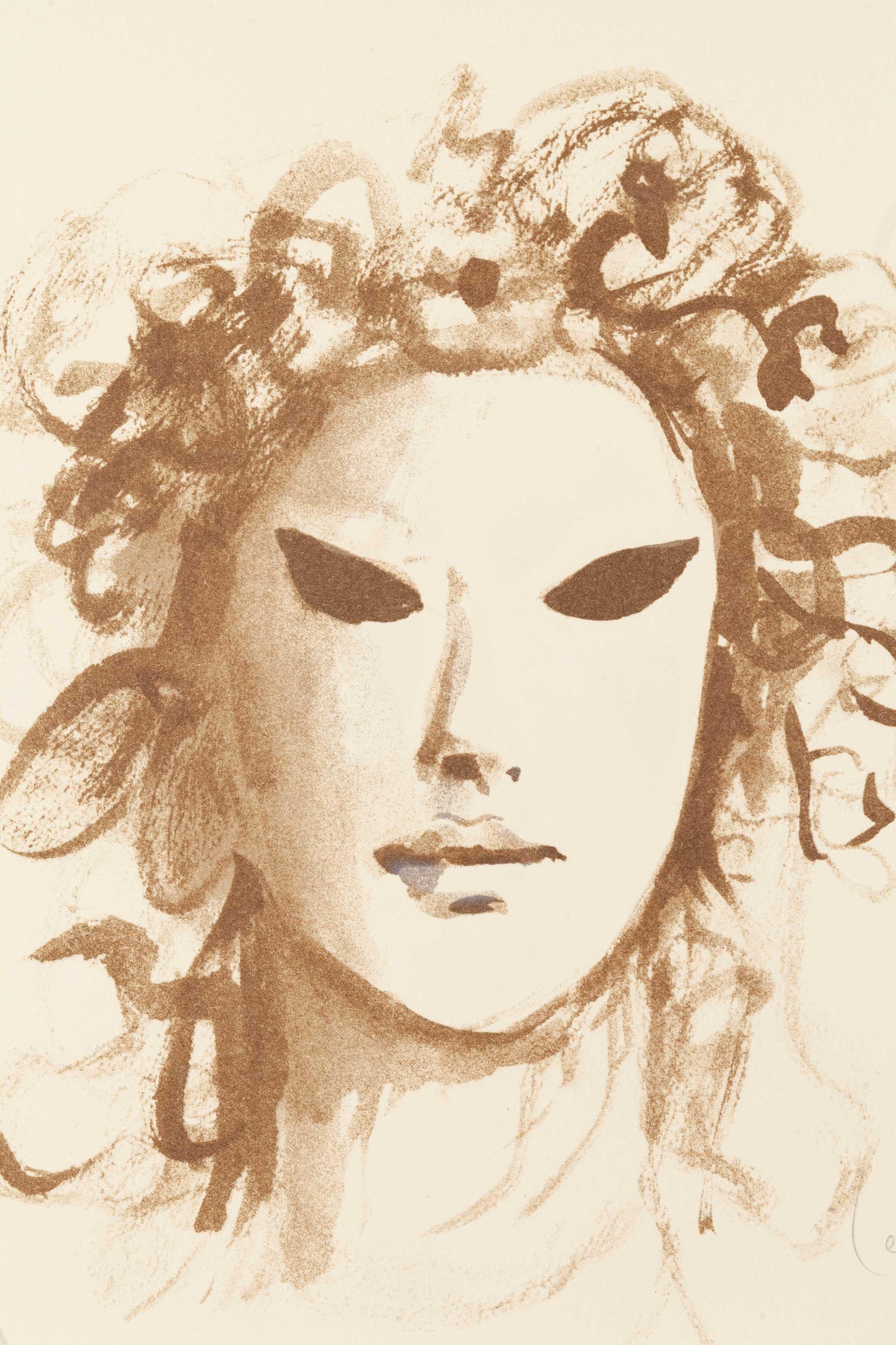 Portrait No. 5 - White Portrait Print by Leonor Fini