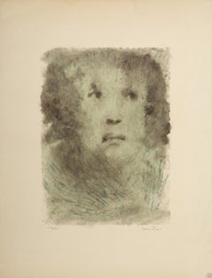 Portrait d'enfant, lithographie surréaliste de Leonor Fini