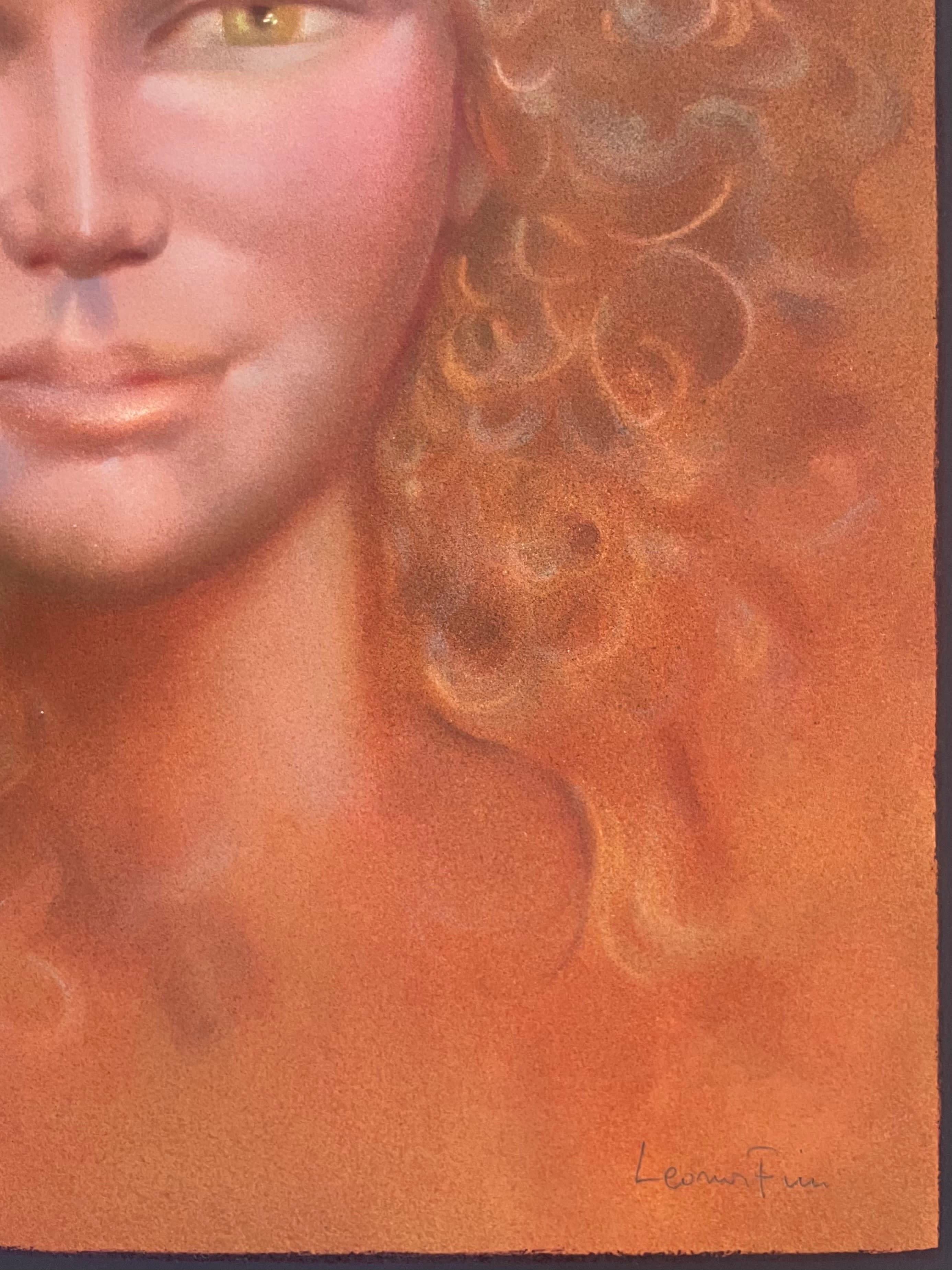 Portrait d'Ariane Lancell - Orange Figurative Print par Leonor Fini