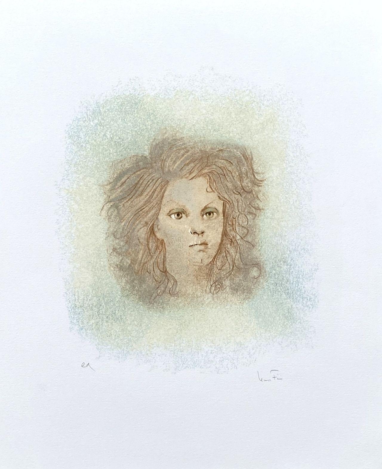 Leonor Fini Figurative Print - Portrait of Young Girl - Original Lithograph Handsigned 