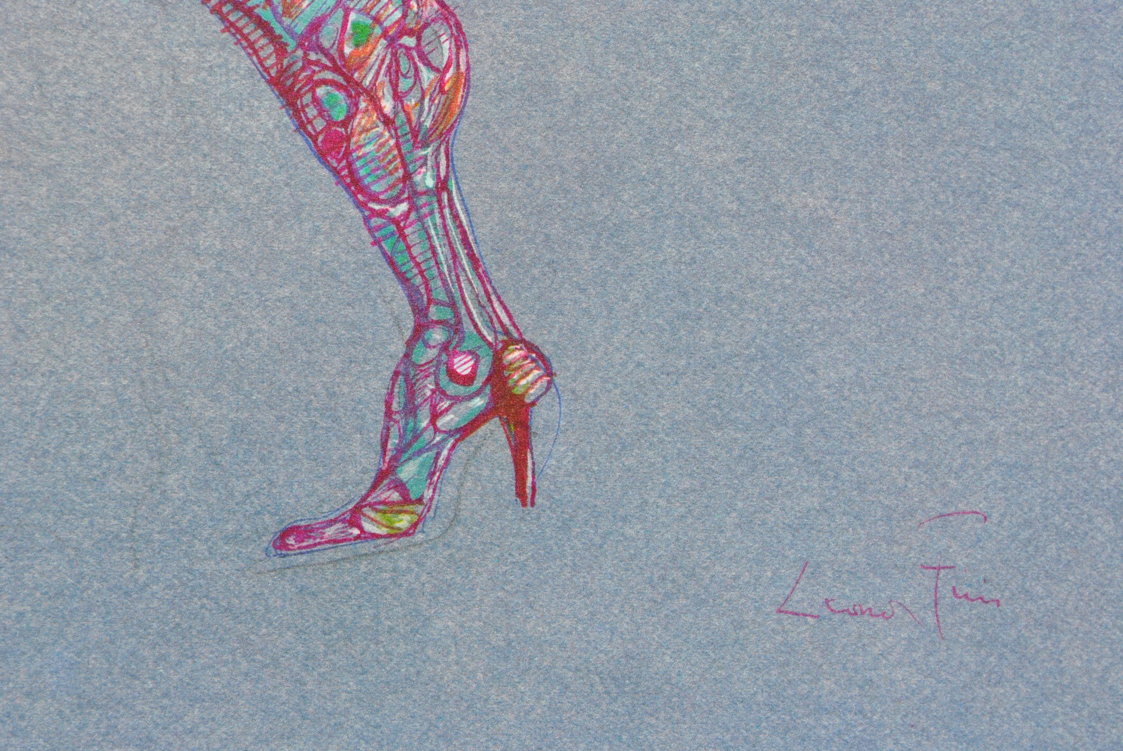 Romeo e Giulietta - Litografia - Nude Print Blu di Leonor Fini