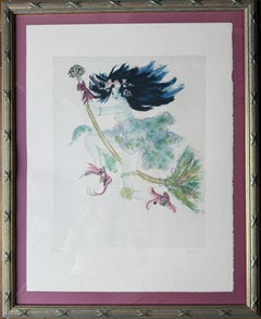 Sorcière Bleue Color Lithograph on Arches Paper, Surrealist, E.A. 4/35