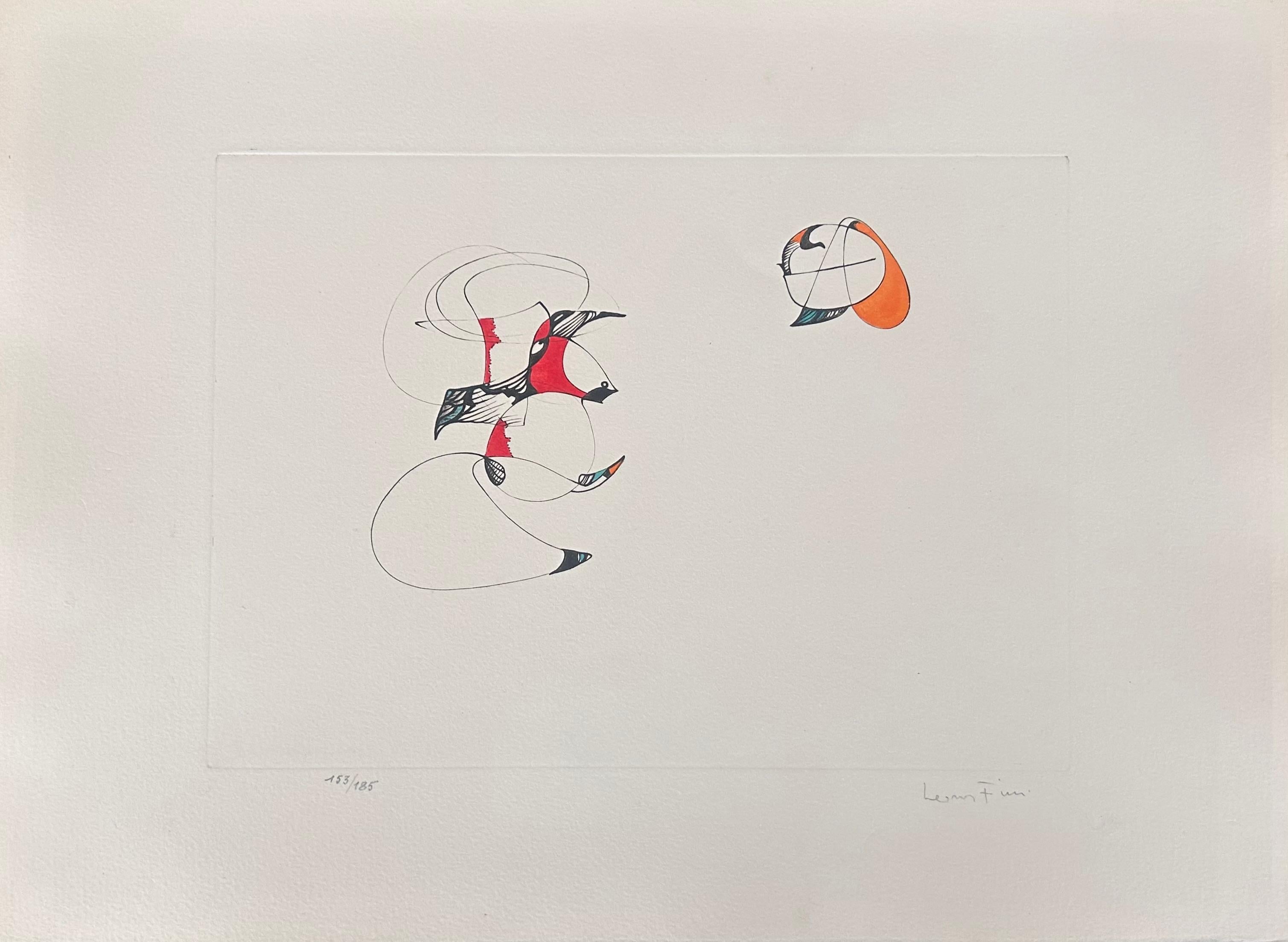 Composición surrealista - Litografía firmada a mano Leonor Fini Surrealista, 1975