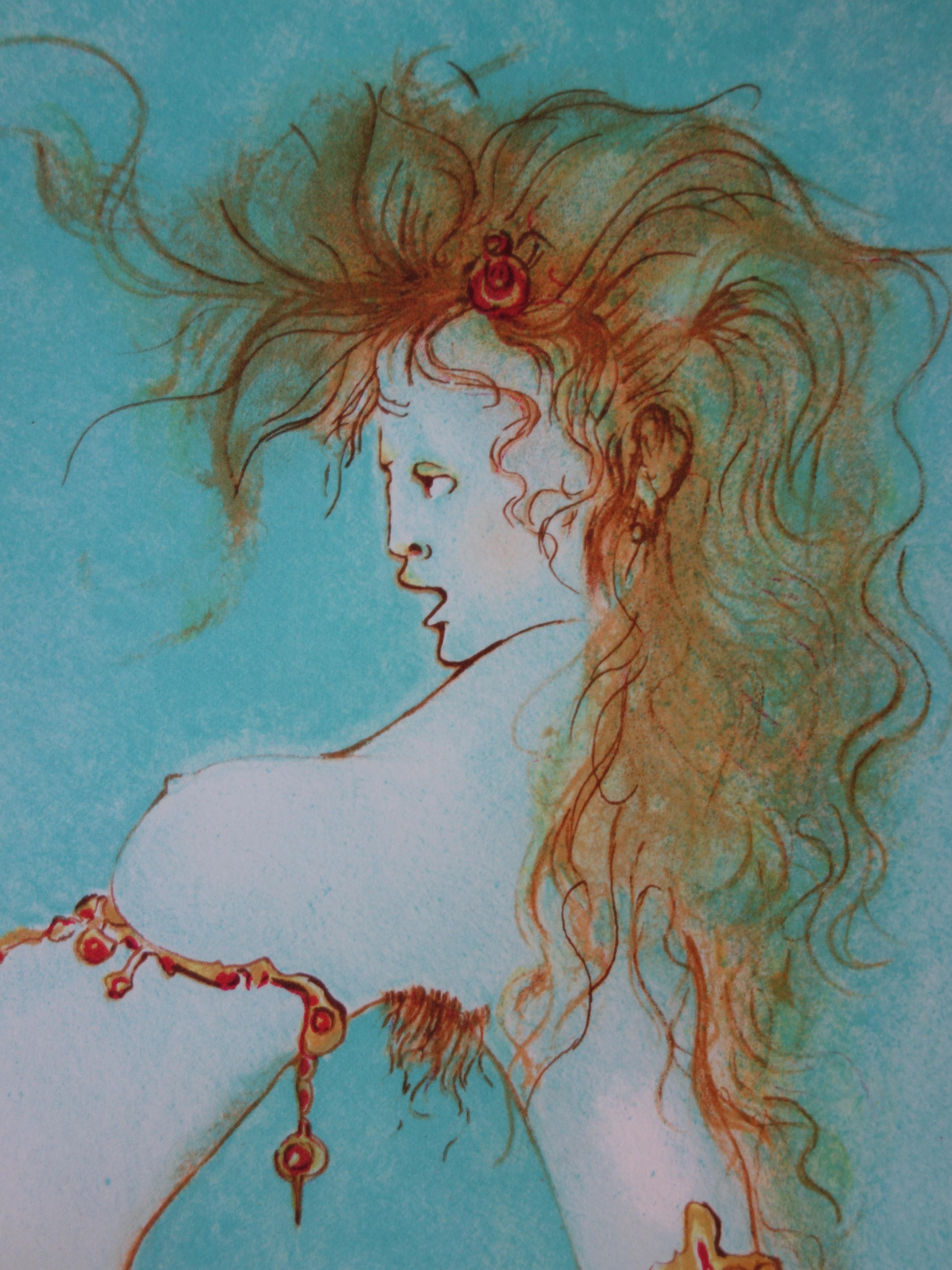 Surrealist Sphinx Woman - Original handsigned lithograph - Modern Print by Leonor Fini