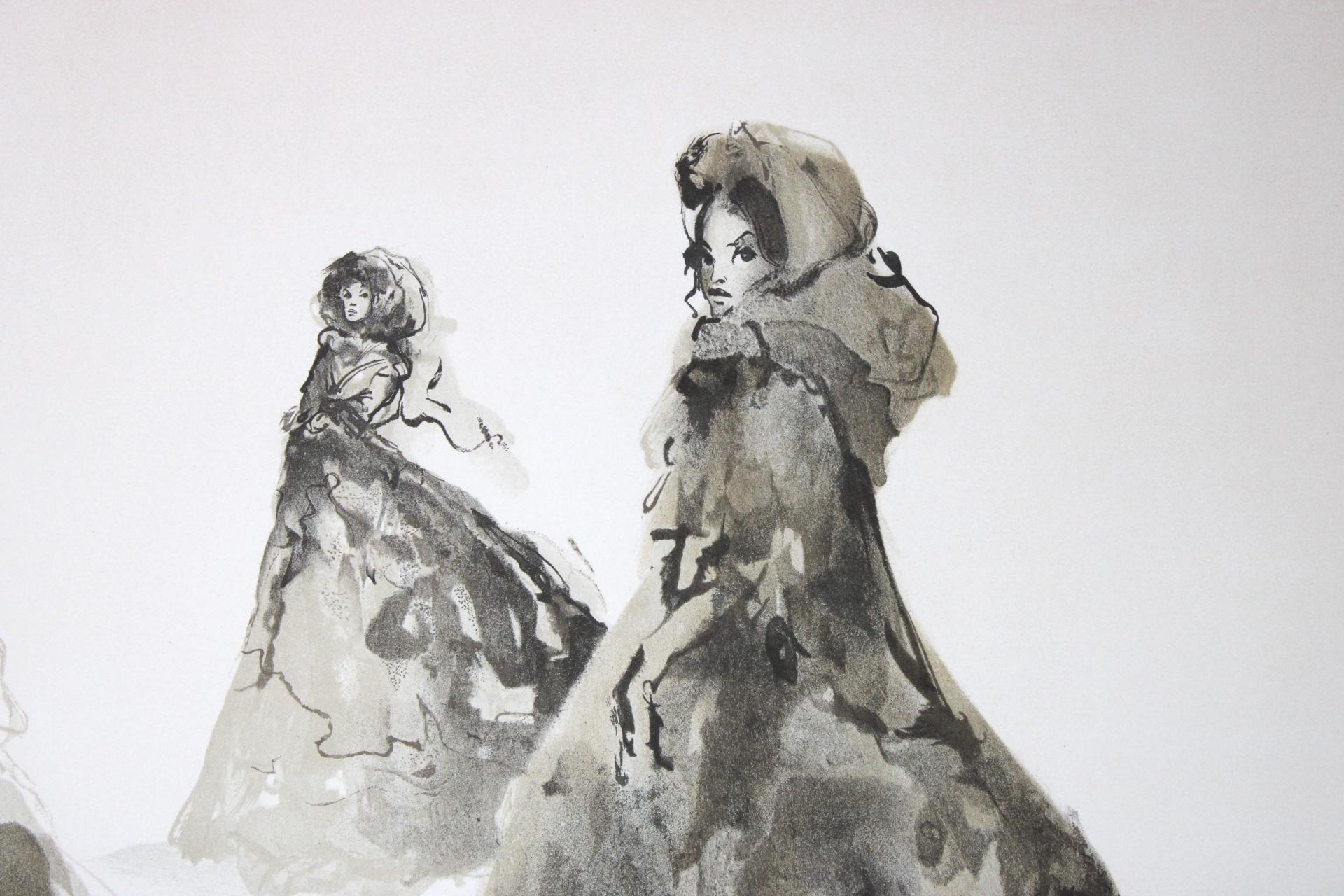 The Bystanders - Hand-signed numbered lithograph Leonor Fini Surrealist, 1975 For Sale 2