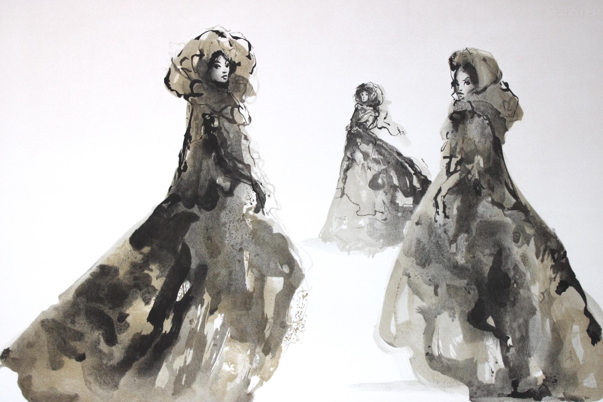 The Bystanders - Hand-signed numbered lithograph Leonor Fini Surrealist, 1975 For Sale 3