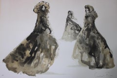 Gli astanti - litografia numerata e firmata a mano Leonor Fini Surrealista, 1975