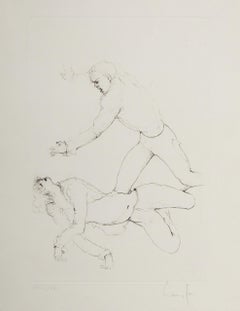 La Lutte, Signed Surrealist Etching by Leonor Fini