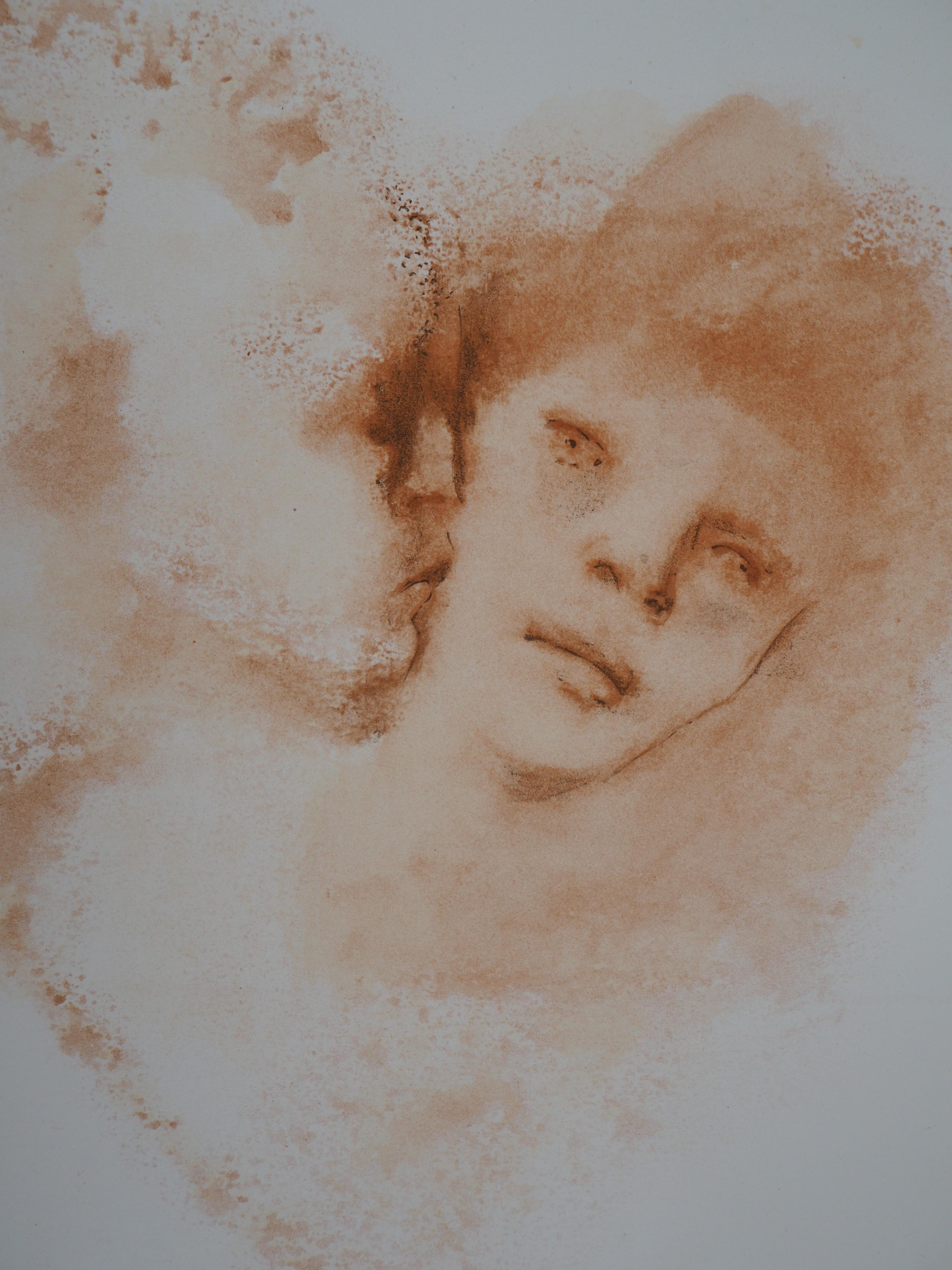 Il bacio misterioso - litografia originale firmata dalle mani - Print Moderno di Leonor Fini
