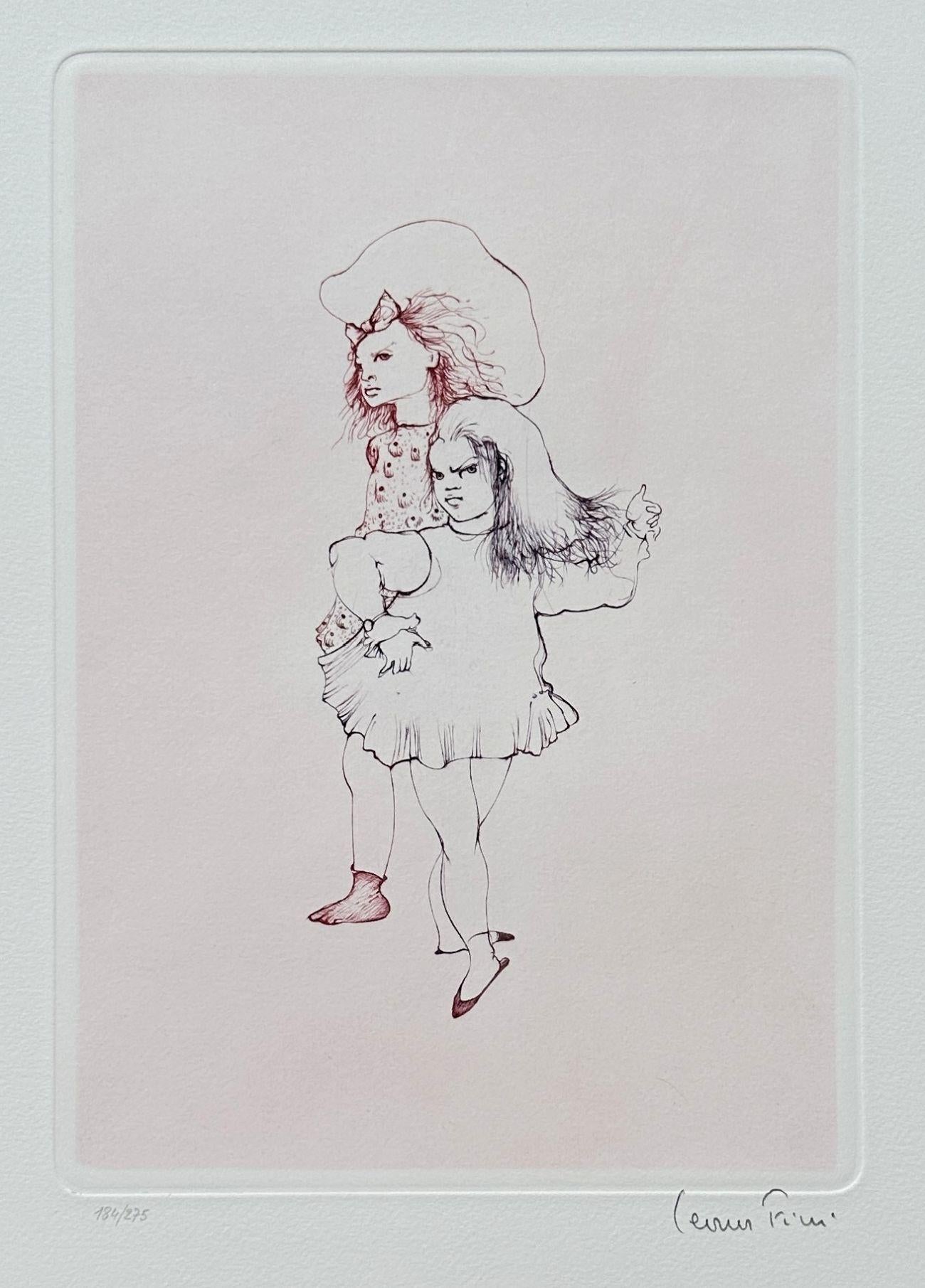 The Surrealist Sisters - Original Etching Hand Signed & Numbered - Print by Leonor Fini