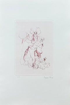 Three Sisters With a Cat - Original Etching Hand Signed & Numbered