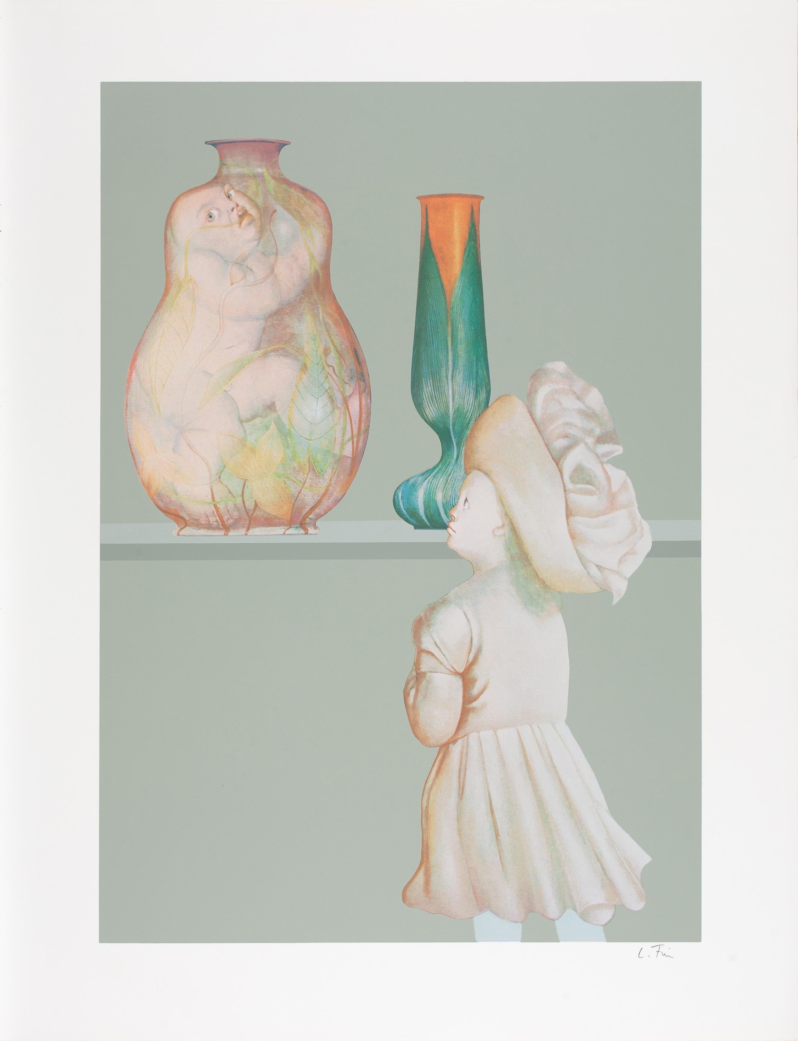 Leonor Fini Nude Print - Untitled (Baby in vase)