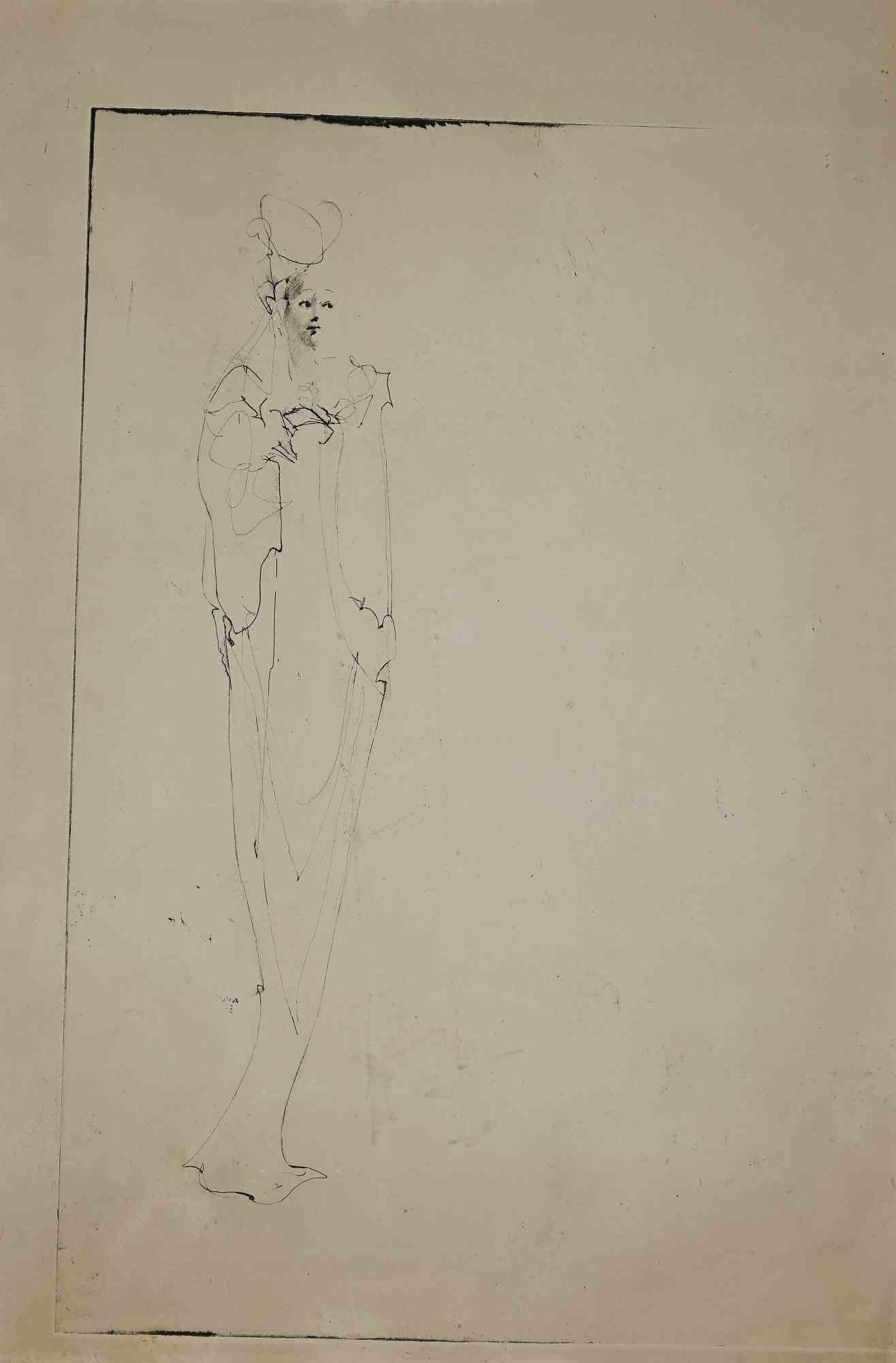 Woman est une gravure originale réalisée par Leonor Fini, un peintre argentin-italien qui a passé sa carrière artistique en France et a été associé au mouvement surréaliste.

Bon état sauf quelques légères rousseurs.

Signé à la main au dos.

Leonor