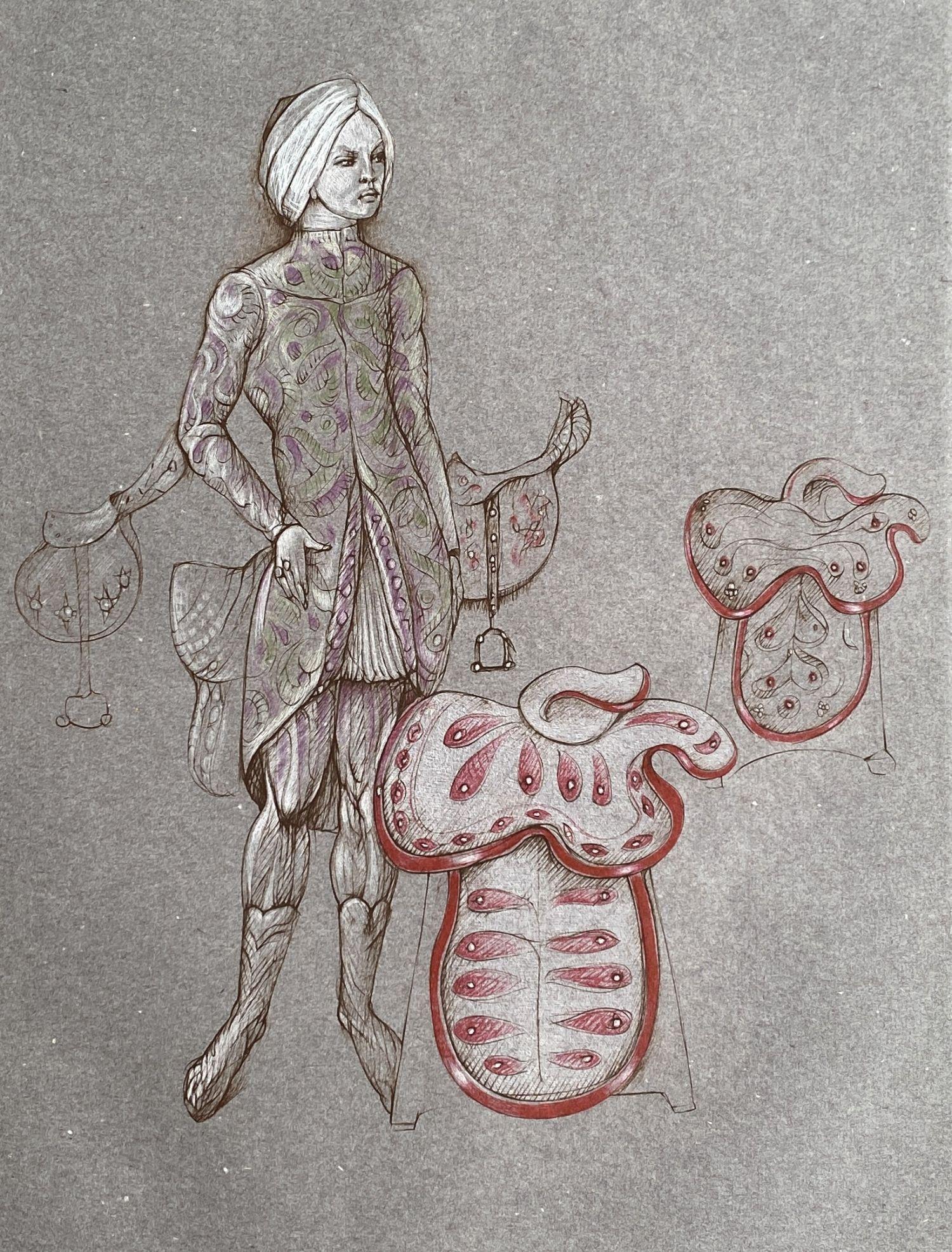 Woman & Surrealist Strawberries - Original Etching Hand Signed & Numbered - Print by Leonor Fini