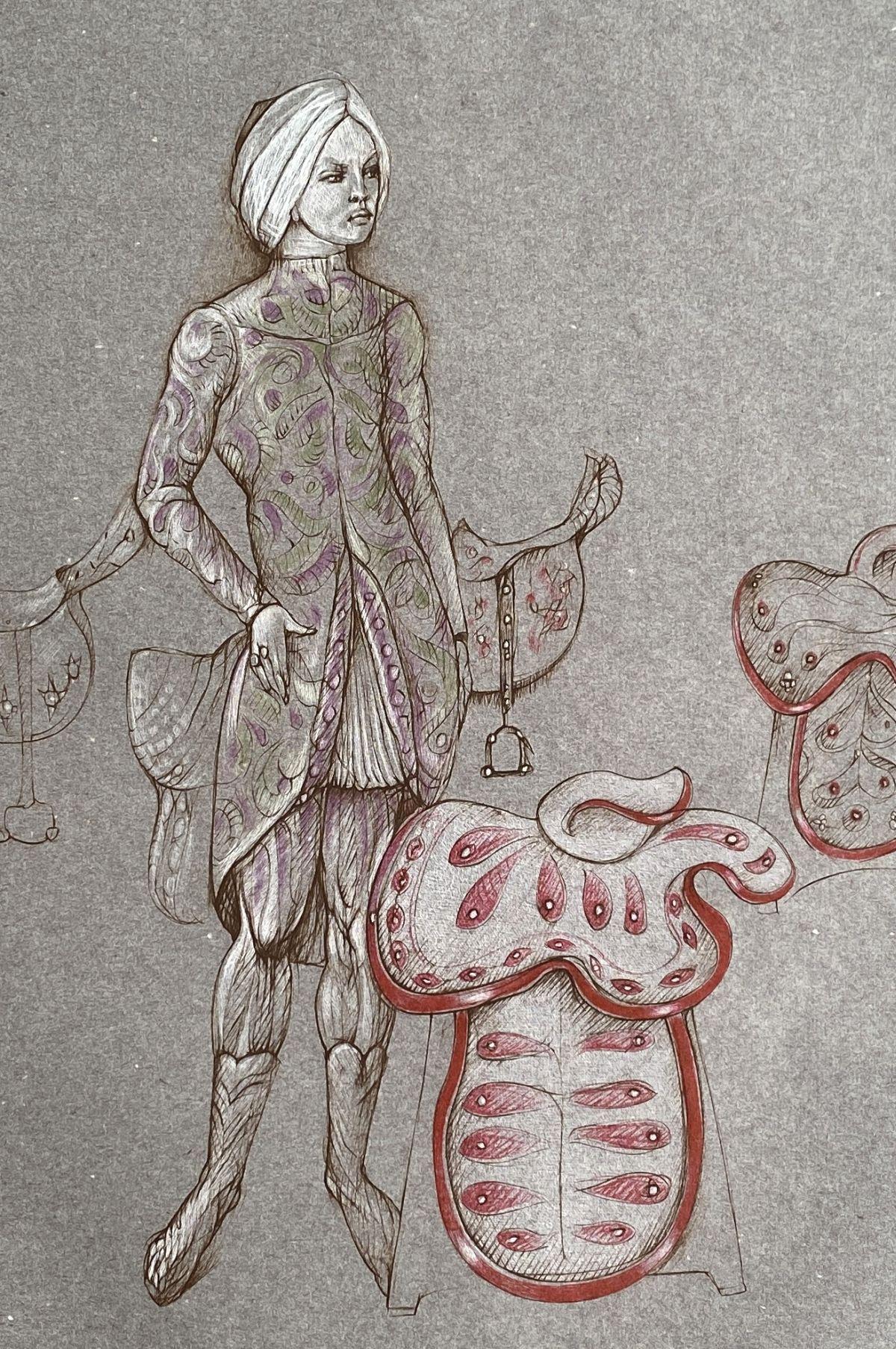 Woman & Surrealist Strawberries - Original Etching Hand Signed & Numbered - Gray Figurative Print by Leonor Fini