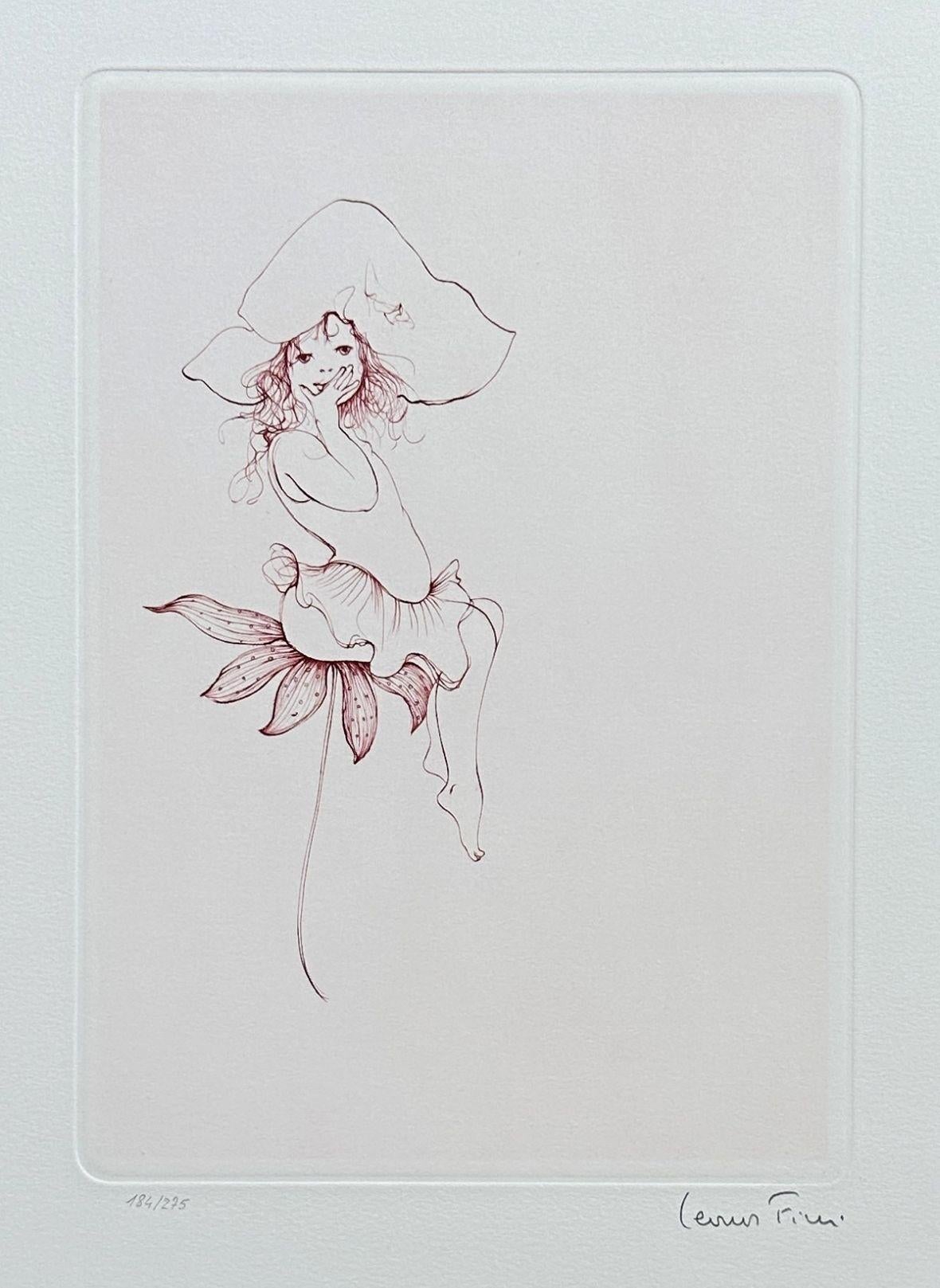 Young Lady With Flower - Original Etching Hand Signed & Numbered - Print by Leonor Fini