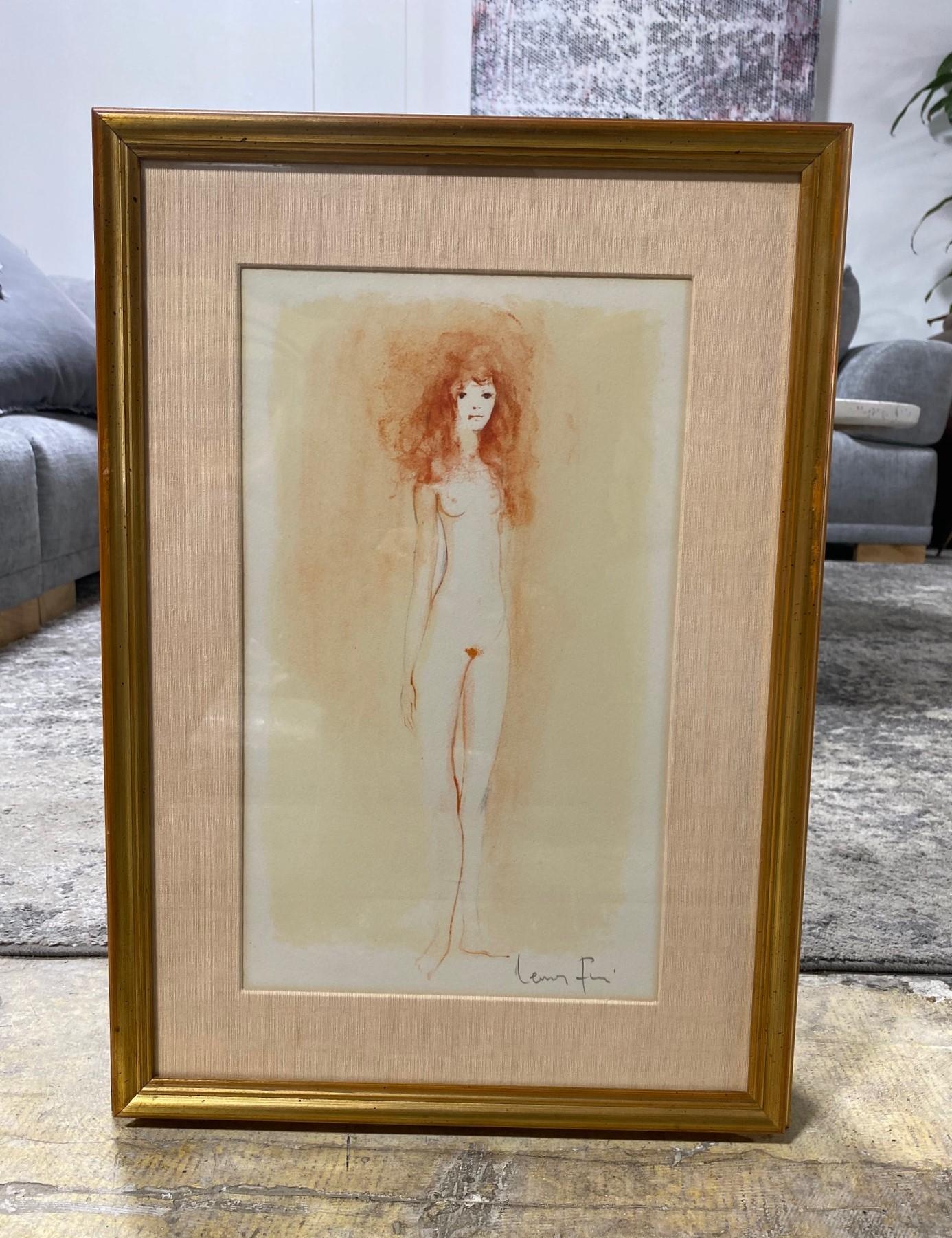 Leonor Fini Signed Framed Lithograh Print Femme Avec Cheveux Rouge, circa 1970s For Sale 2