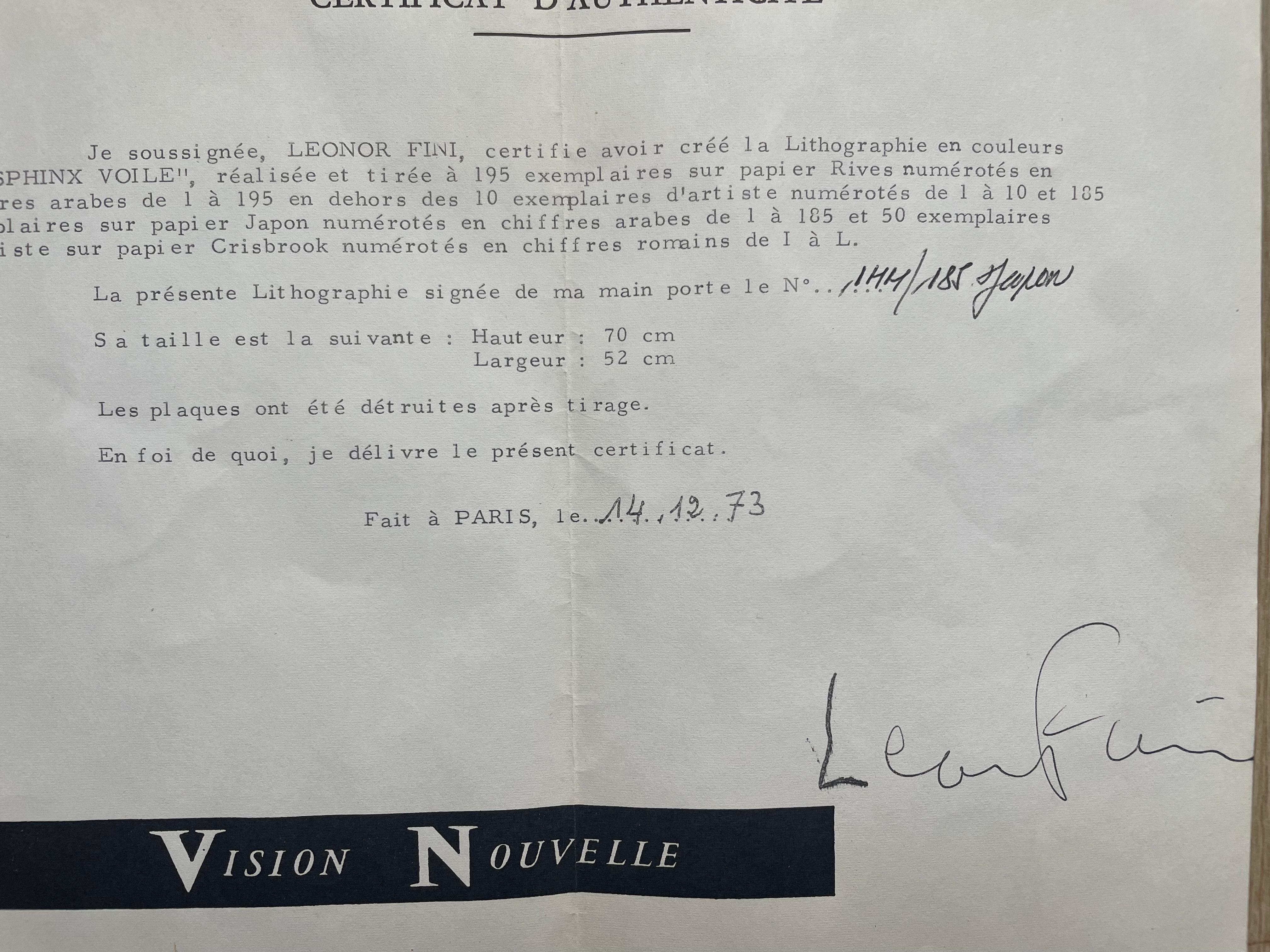 Leonor Fini, Esfinge con velo Francés en venta