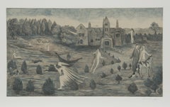 Crookhey Hall, Surreal Lithograph by Leonora Carrington