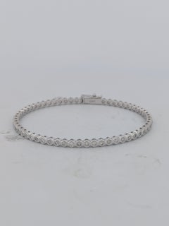 Echo  14k White Gold Bangle Bracelet with 1.00 ctw Natural Round Diamonds