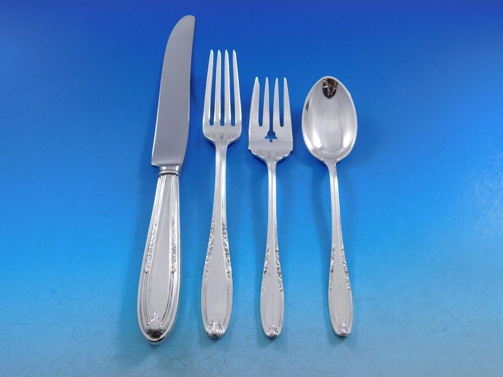English Leonore by Manchester Sterling Silver Flatware Set for 8 Service 92 pcs For Sale