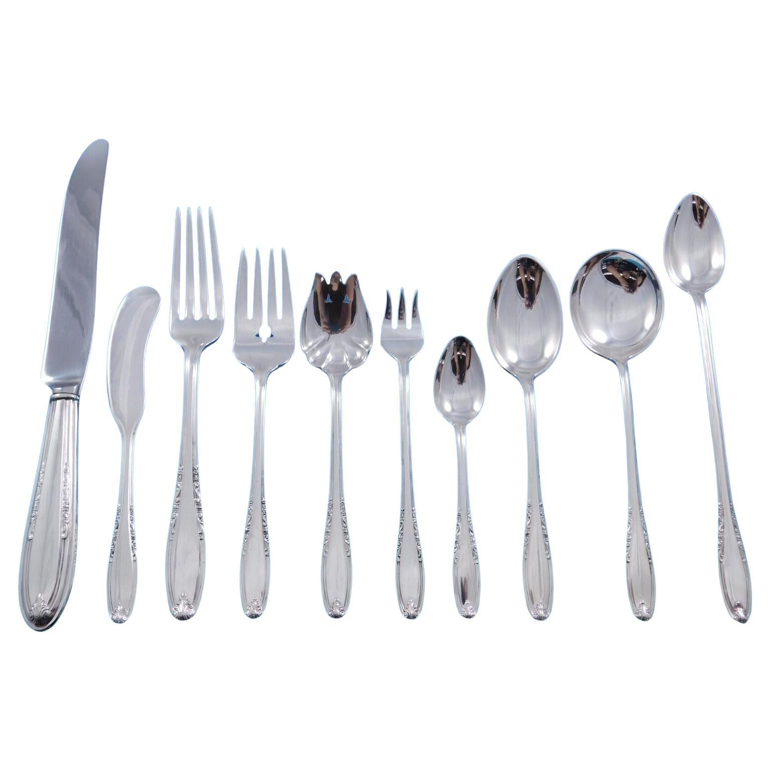 Leonore by Manchester Sterling Silver Flatware Set for 8 Service 92 pcs For Sale