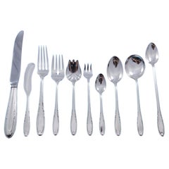 Used Leonore by Manchester Sterling Silver Flatware Set for 8 Service 92 pcs